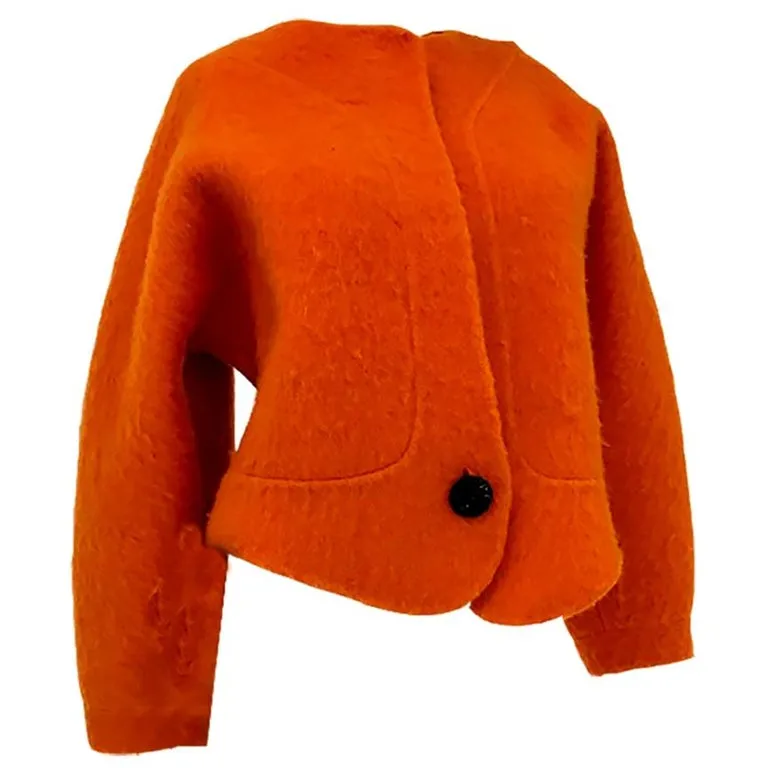 1990s Geoffery Beene Bright Orange Mohair Jacket - Cropped