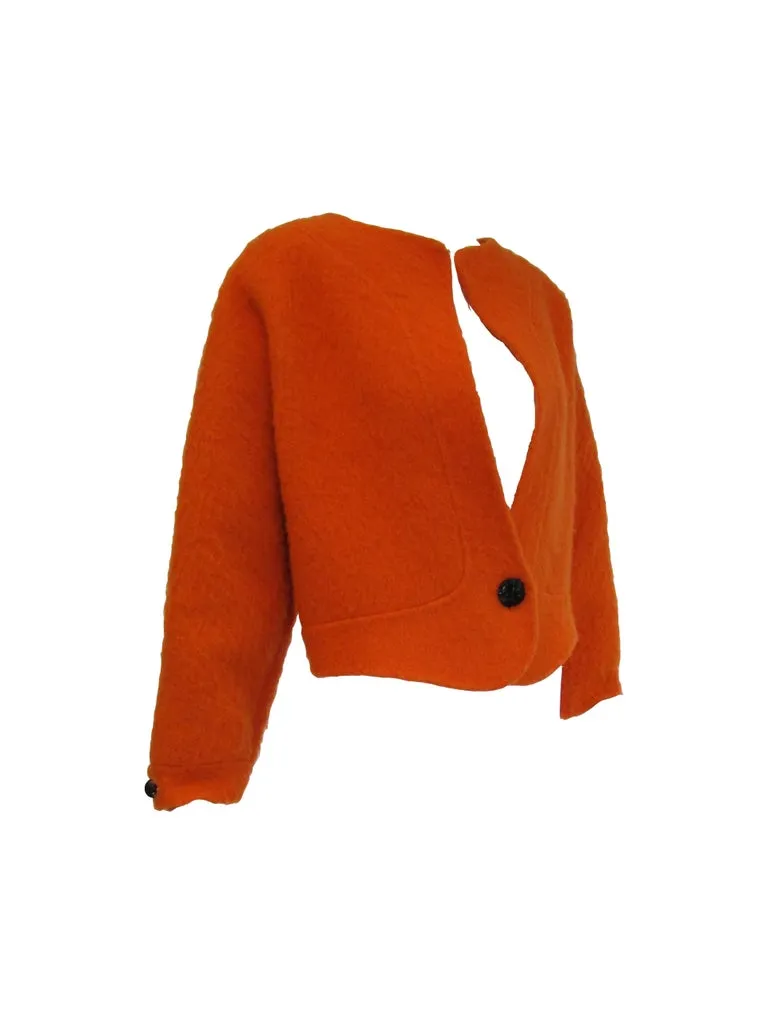 1990s Geoffery Beene Bright Orange Mohair Jacket - Cropped