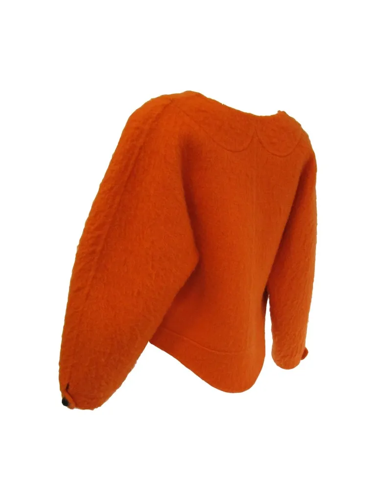 1990s Geoffery Beene Bright Orange Mohair Jacket - Cropped