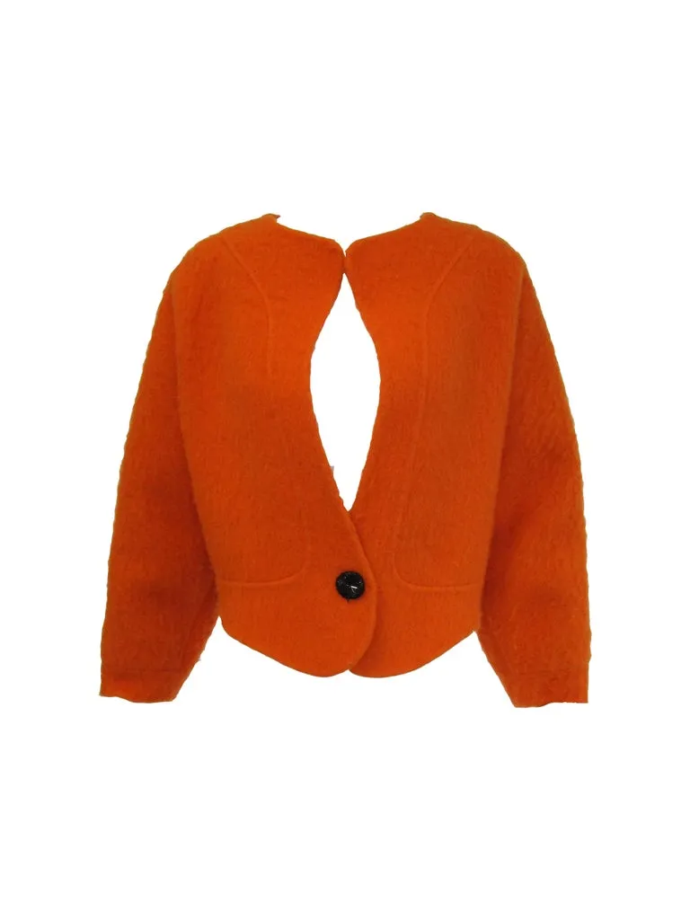 1990s Geoffery Beene Bright Orange Mohair Jacket - Cropped