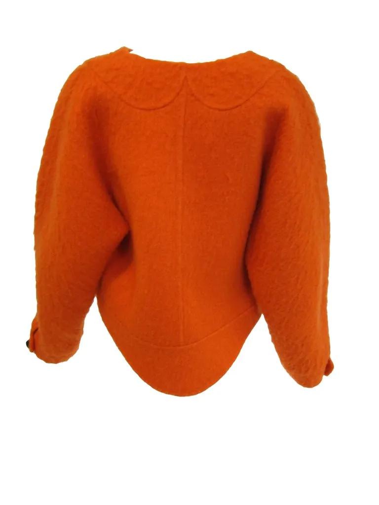 1990s Geoffery Beene Bright Orange Mohair Jacket - Cropped