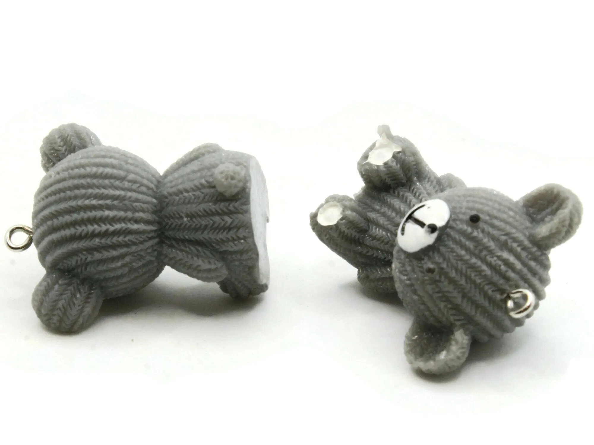 2 33mm Gray Teddy Bear Resin Charms