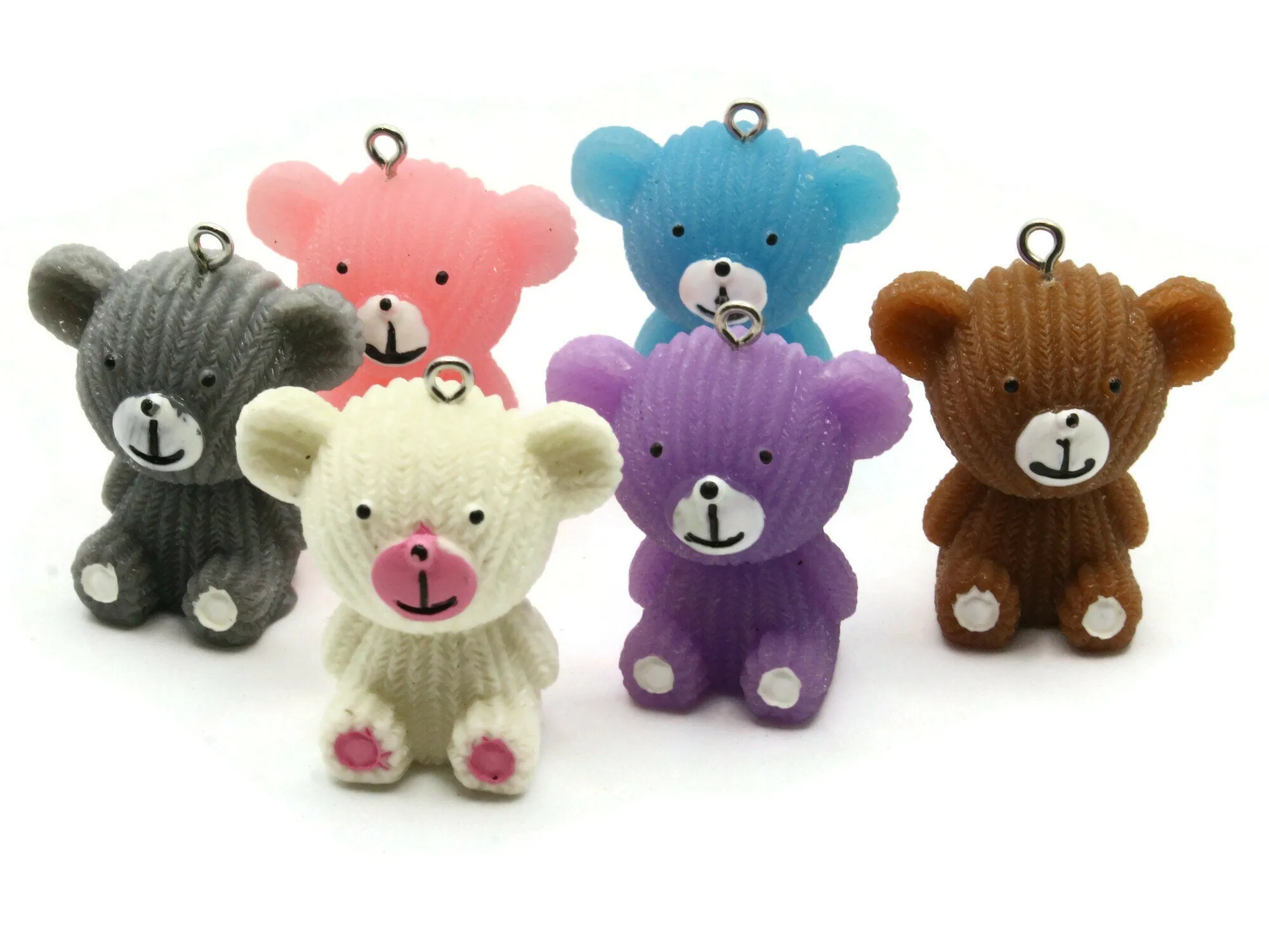 2 33mm Gray Teddy Bear Resin Charms