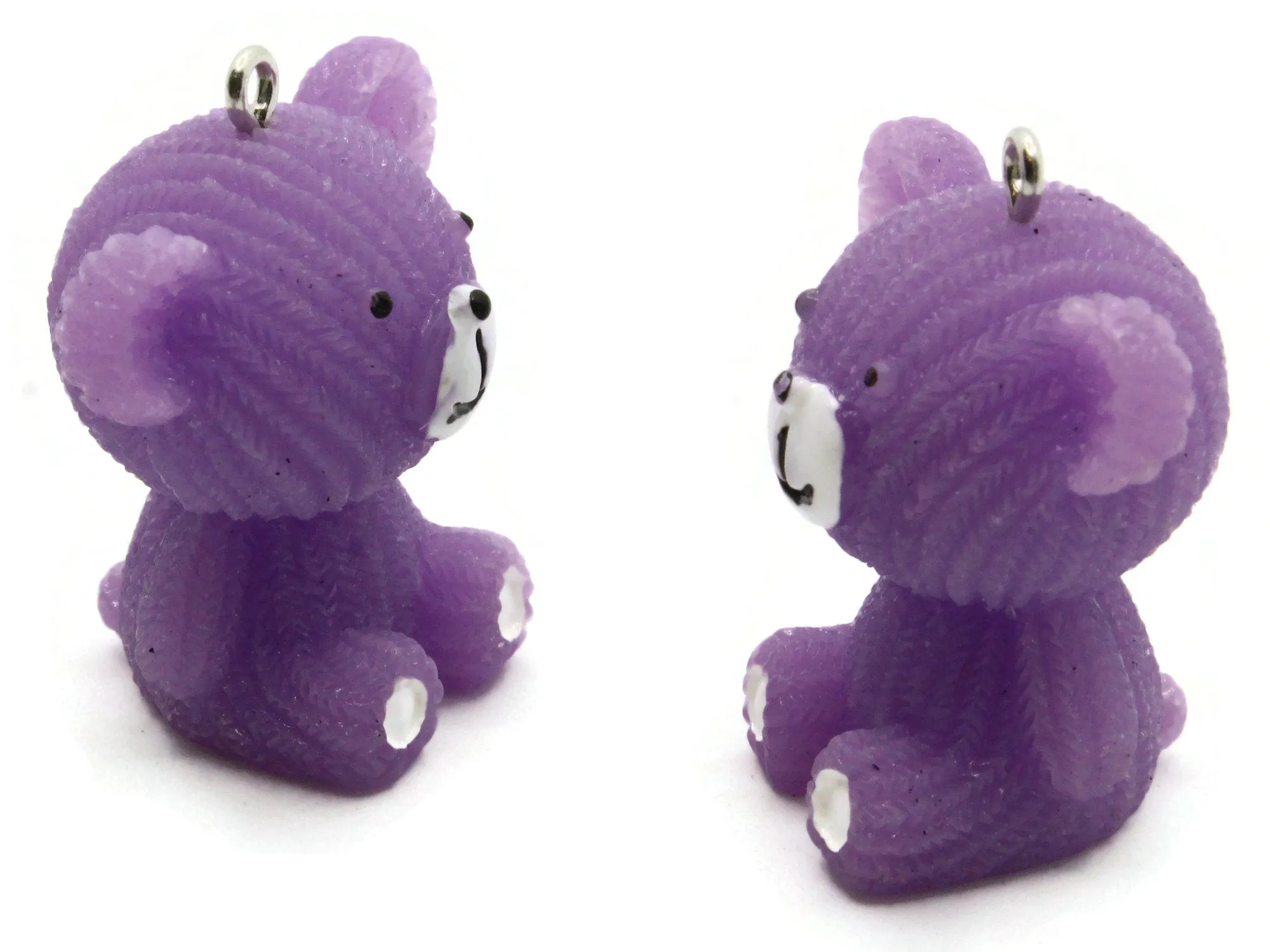 2 33mm Purple Teddy Bear Resin Charms