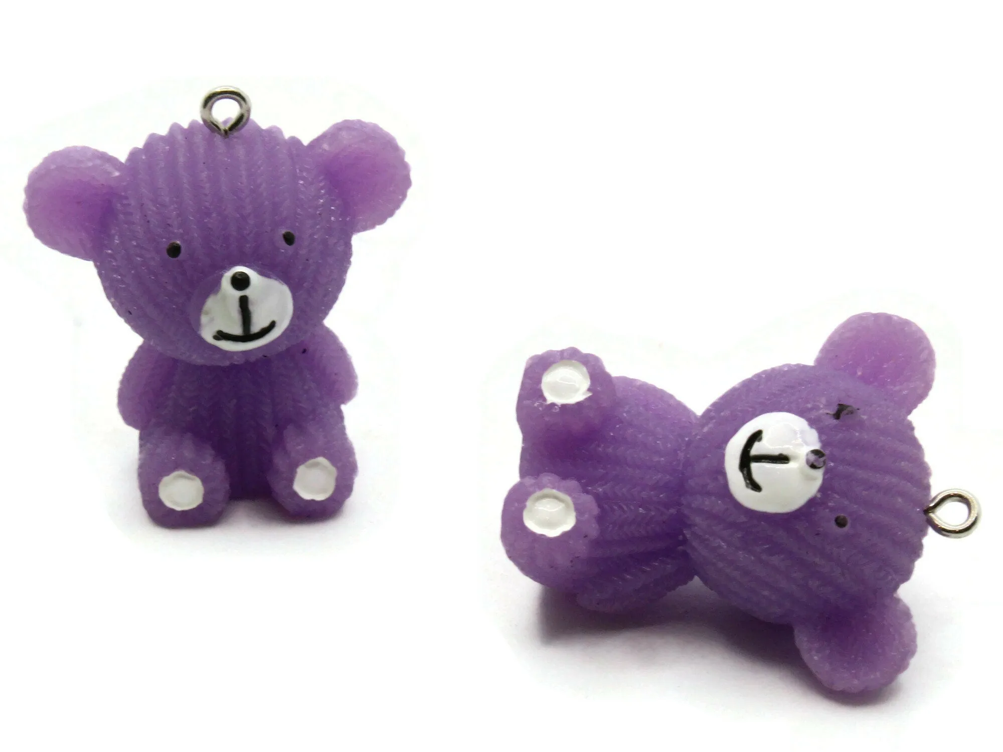 2 33mm Purple Teddy Bear Resin Charms