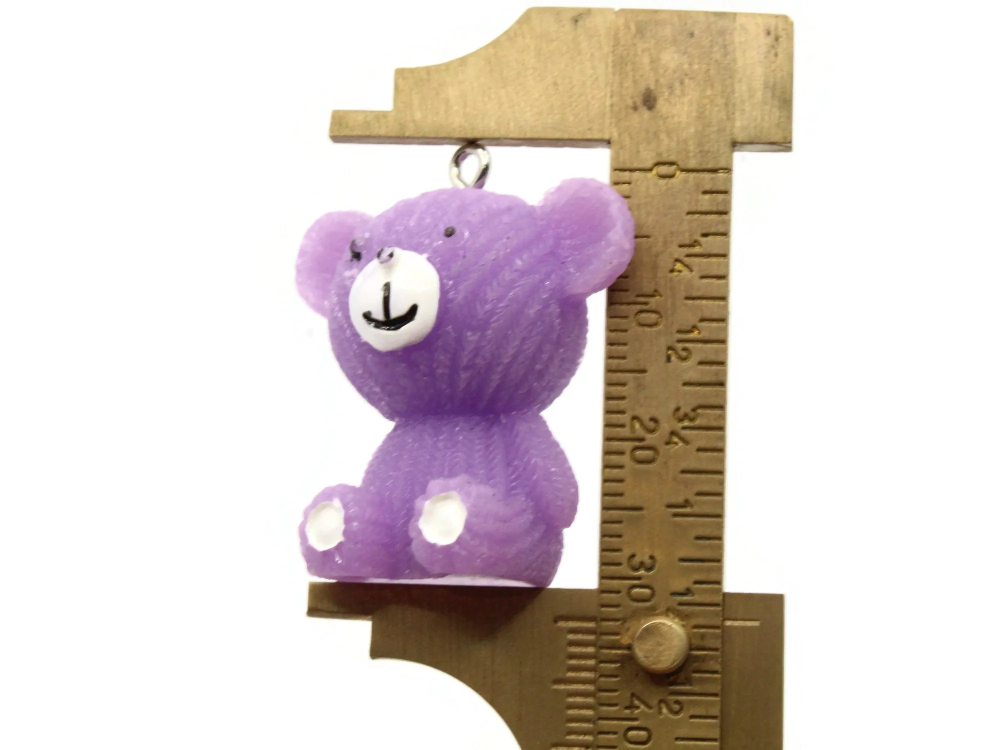 2 33mm Purple Teddy Bear Resin Charms