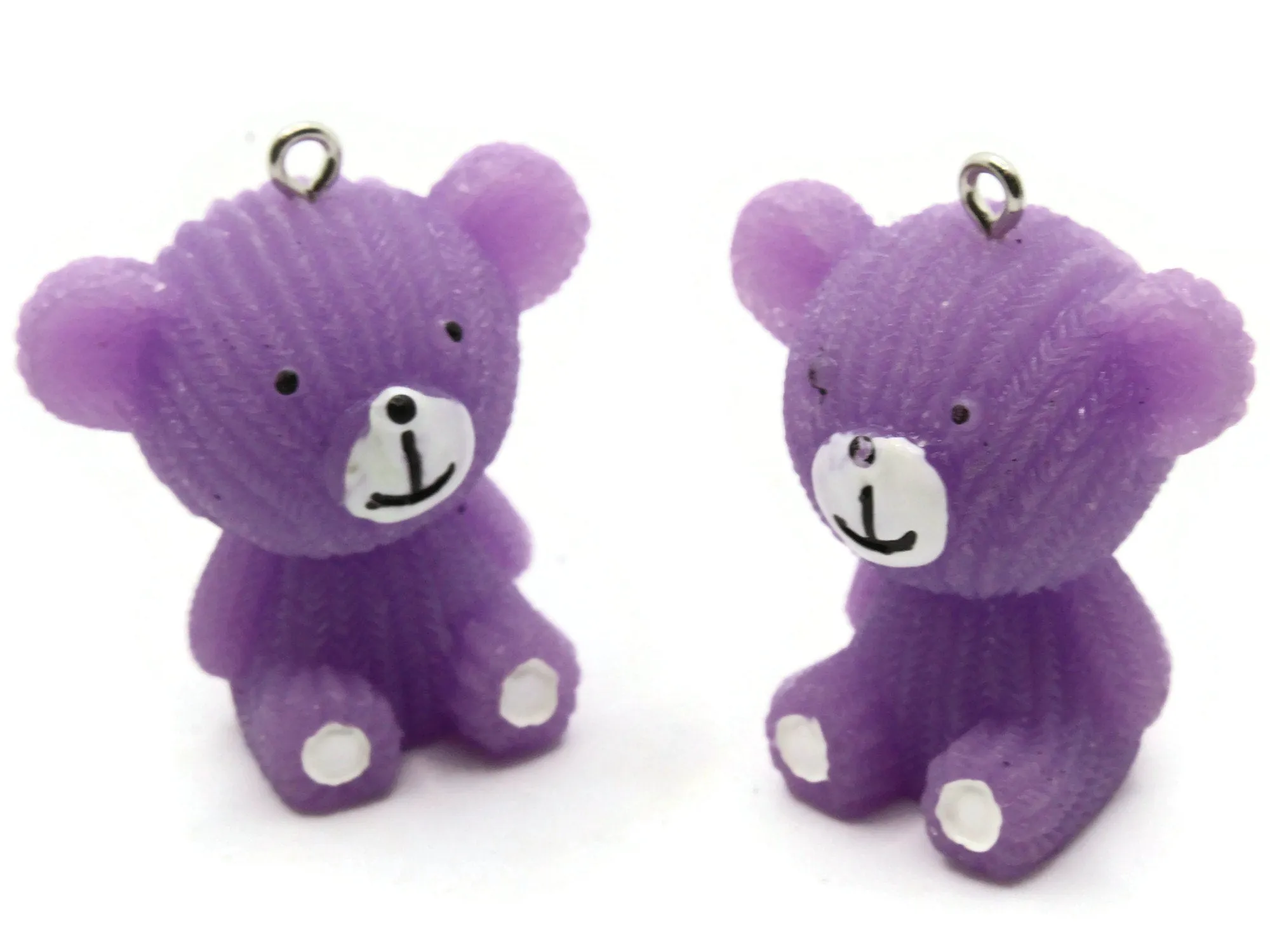 2 33mm Purple Teddy Bear Resin Charms