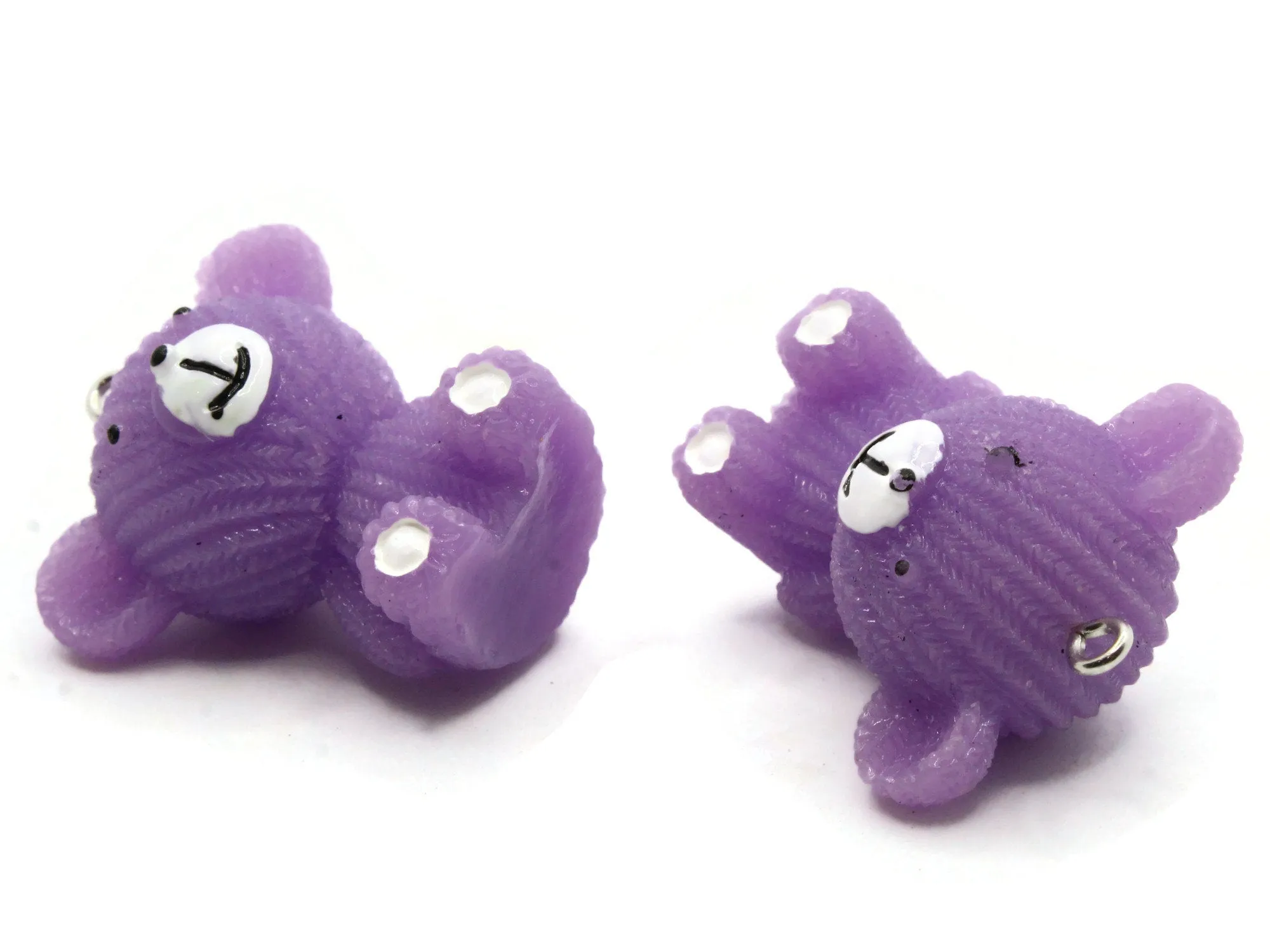 2 33mm Purple Teddy Bear Resin Charms