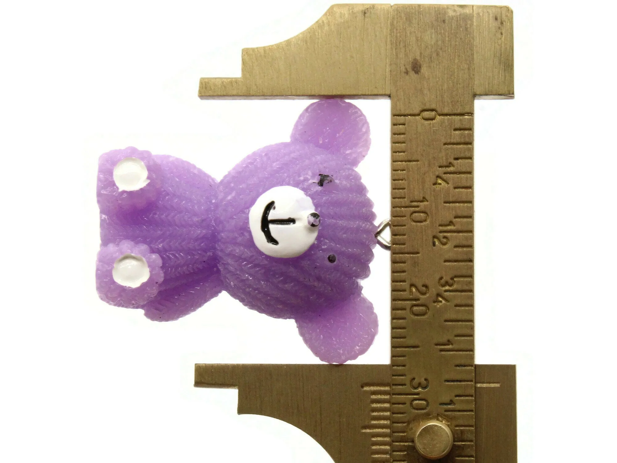 2 33mm Purple Teddy Bear Resin Charms