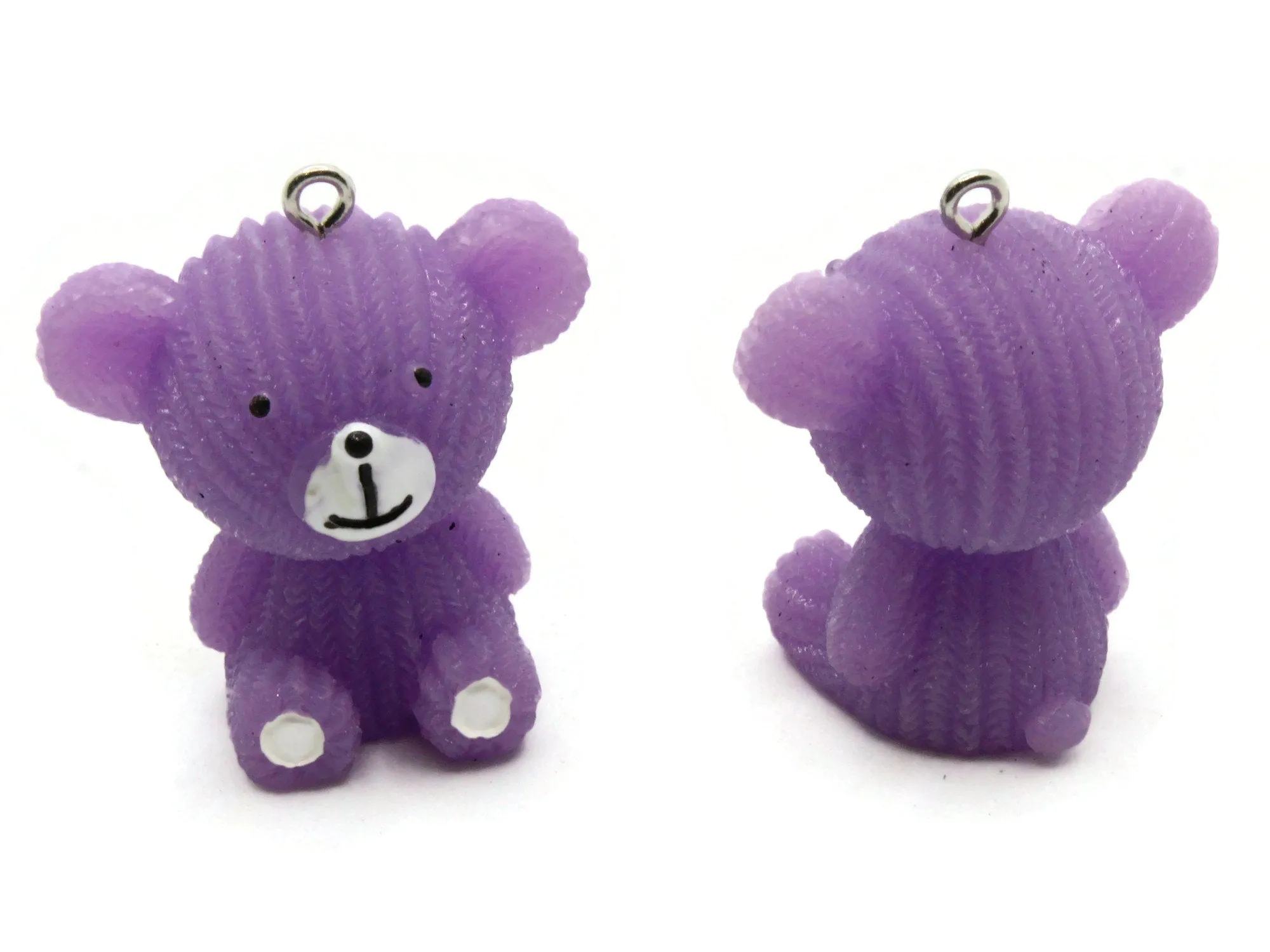 2 33mm Purple Teddy Bear Resin Charms