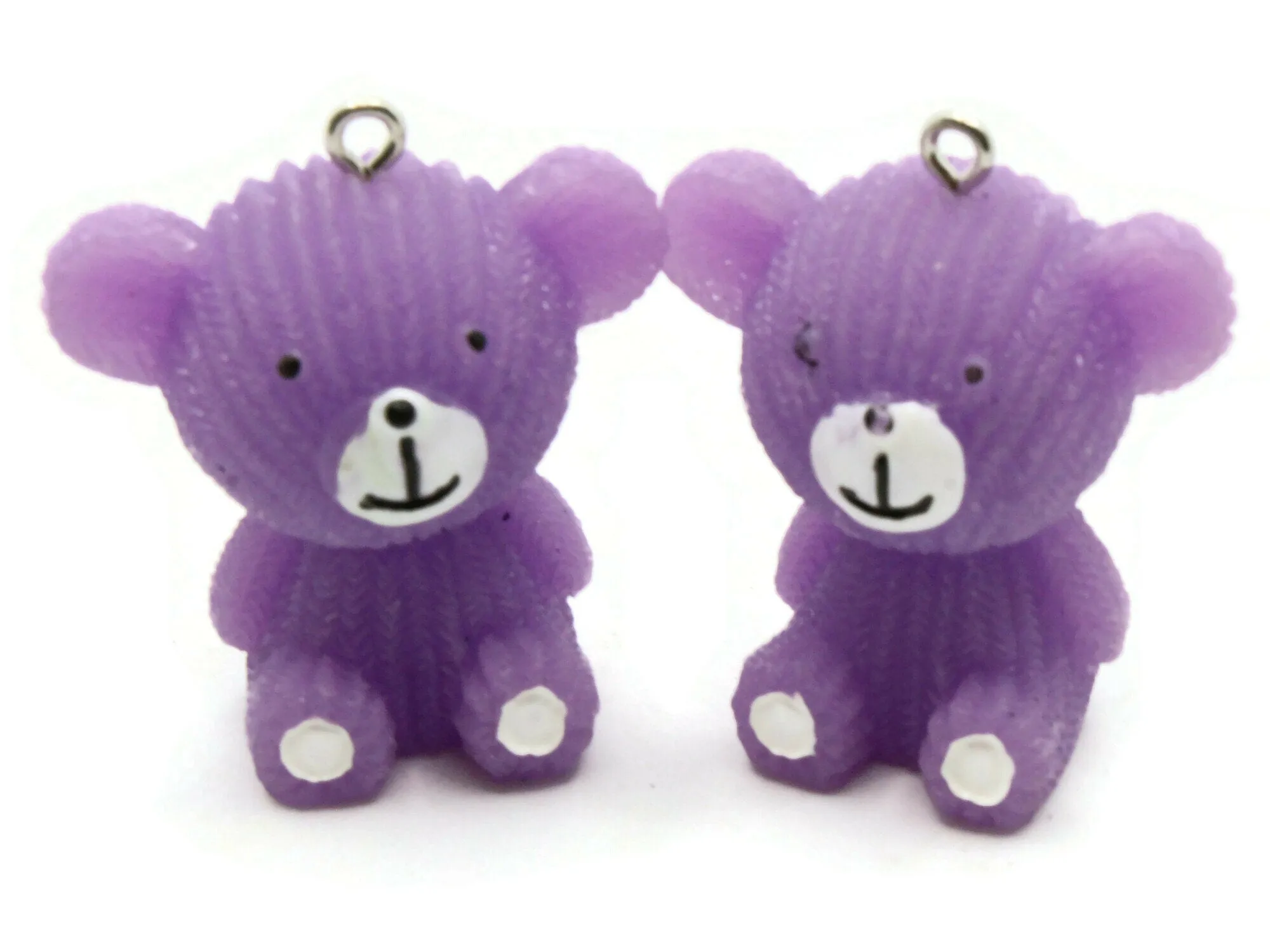 2 33mm Purple Teddy Bear Resin Charms