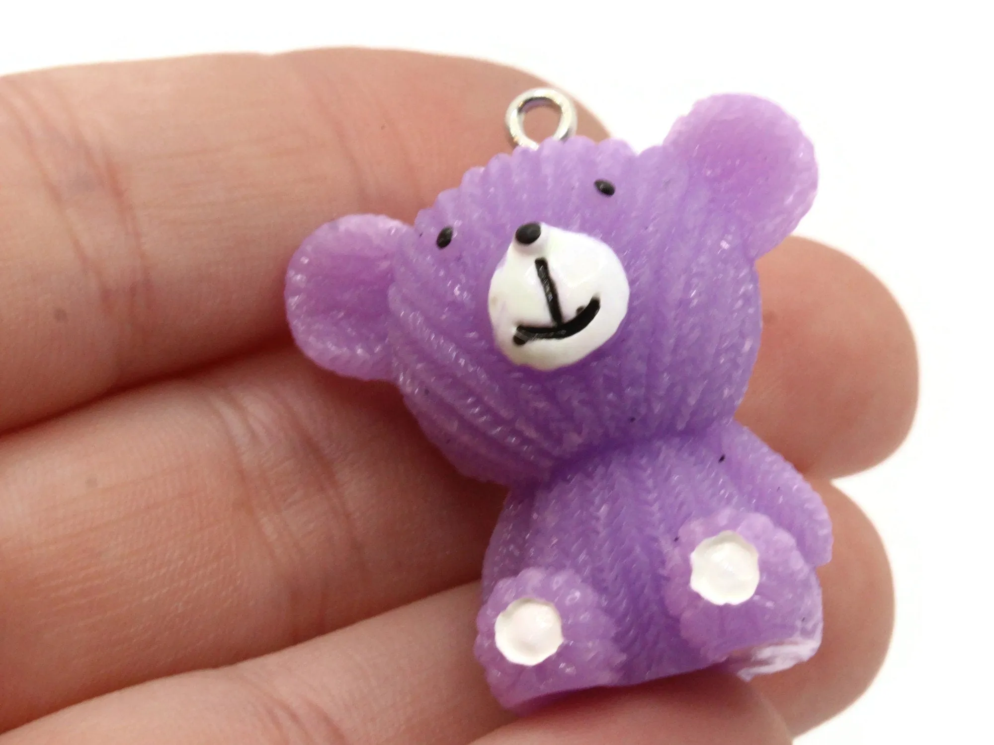 2 33mm Purple Teddy Bear Resin Charms