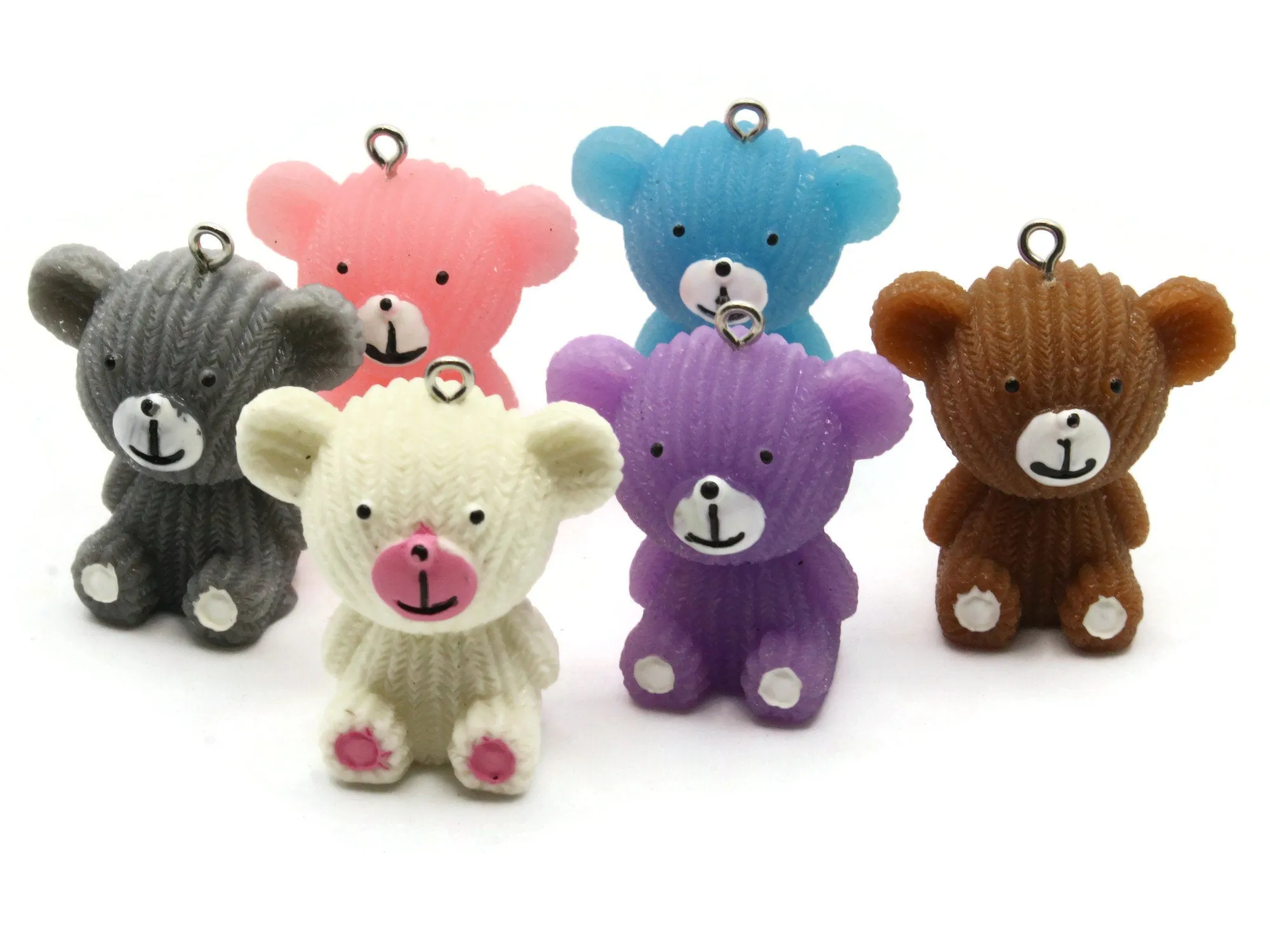 2 33mm Purple Teddy Bear Resin Charms