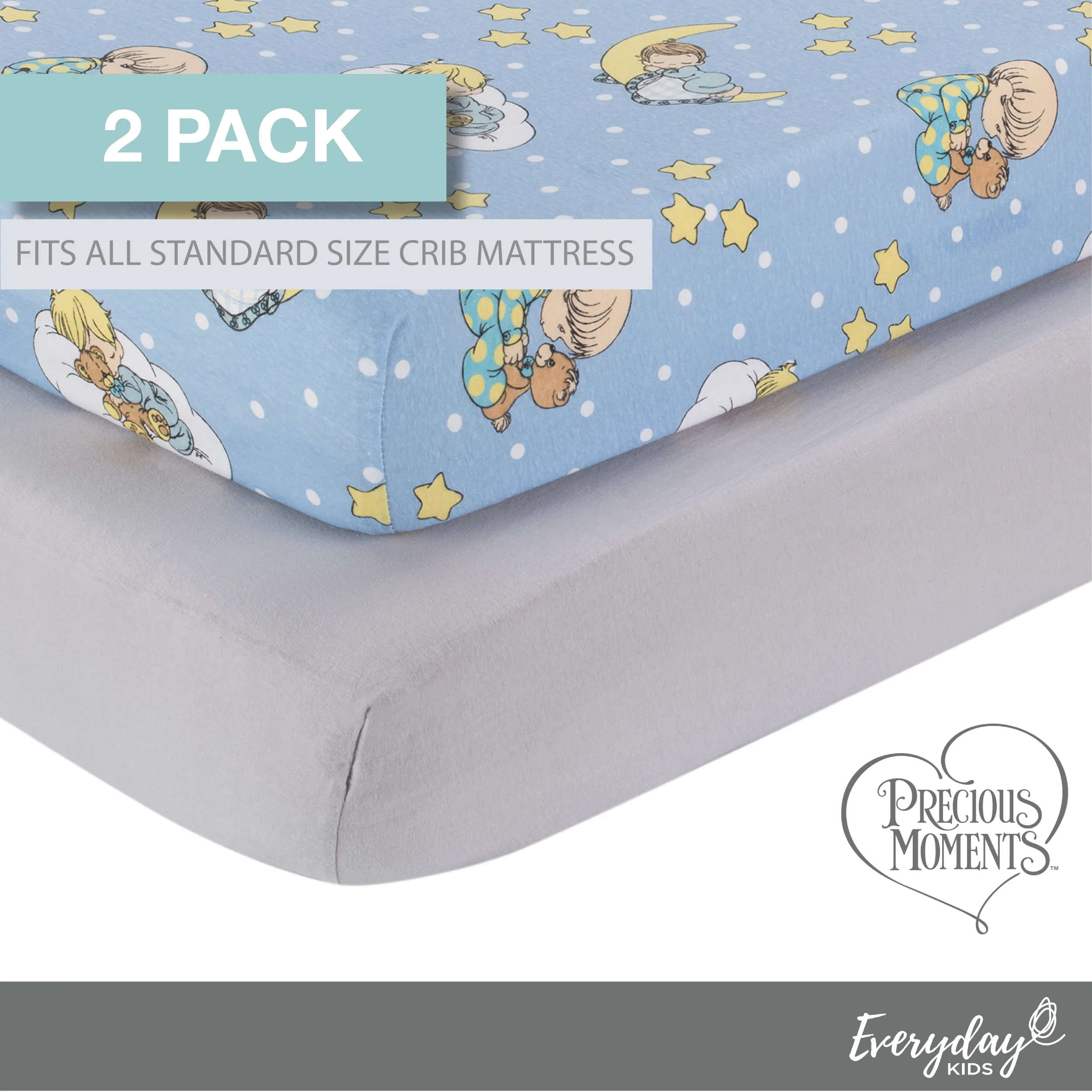 2 Pack Fitted Crib Sheets - Precious Moments Boys