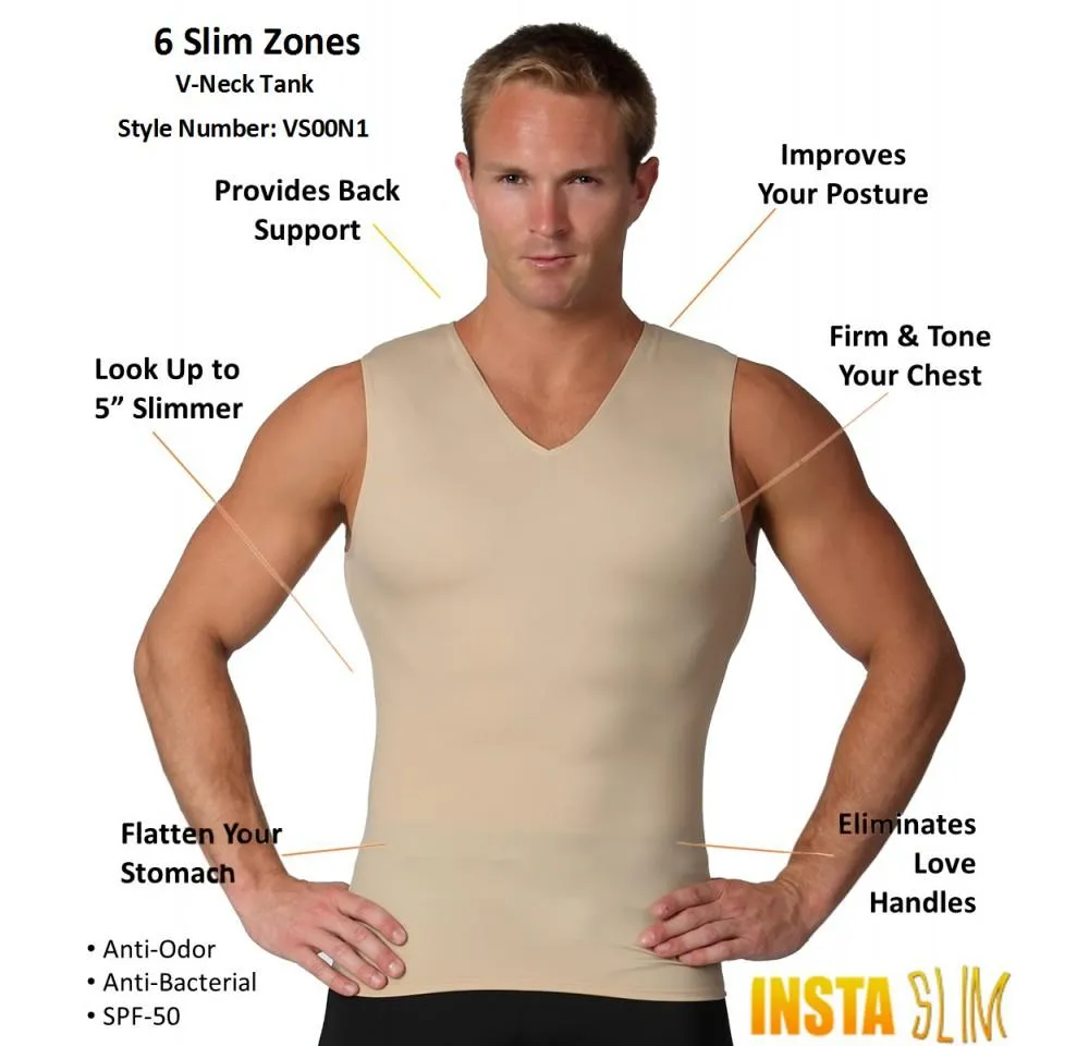 3 Pack Insta Slim High Compression Sleeveless V-Neck Tank ISVS00N3