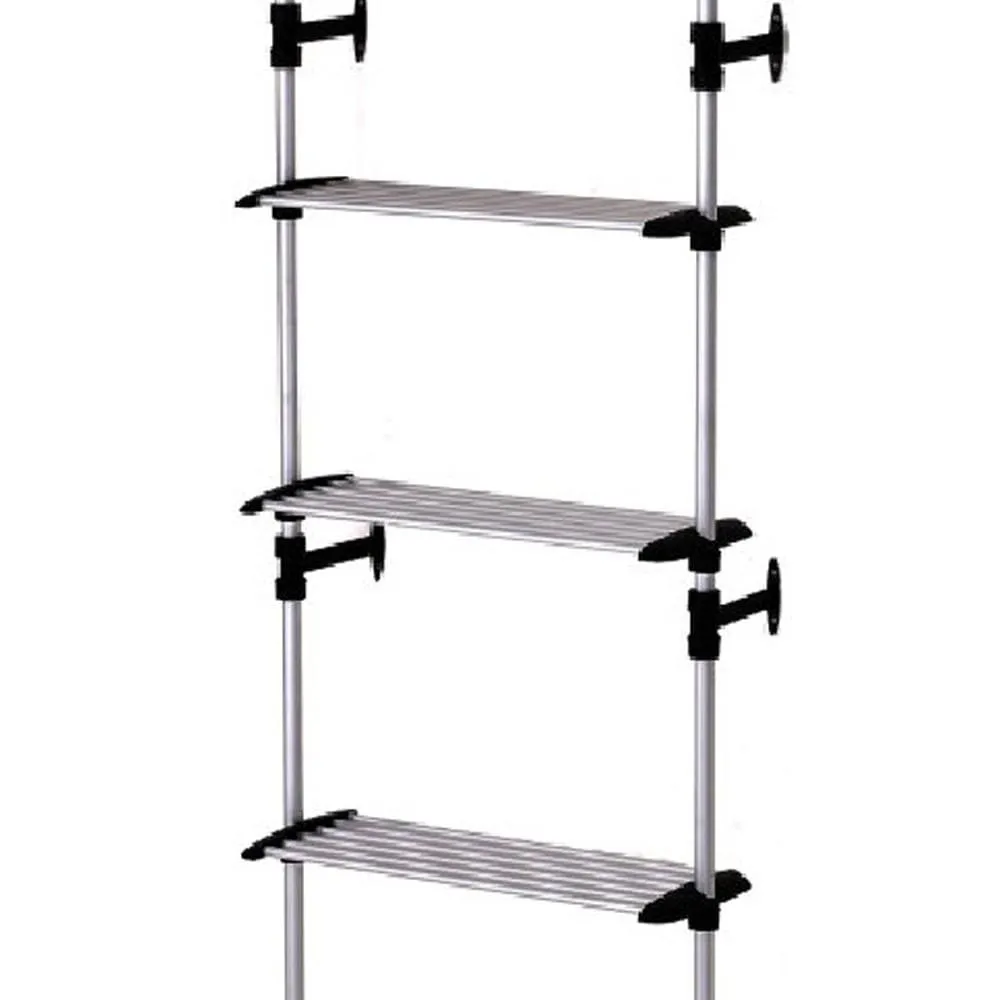 4 Tier Telescopic Metal Frame Clothes Rack, Silver and Black By Casagear Home