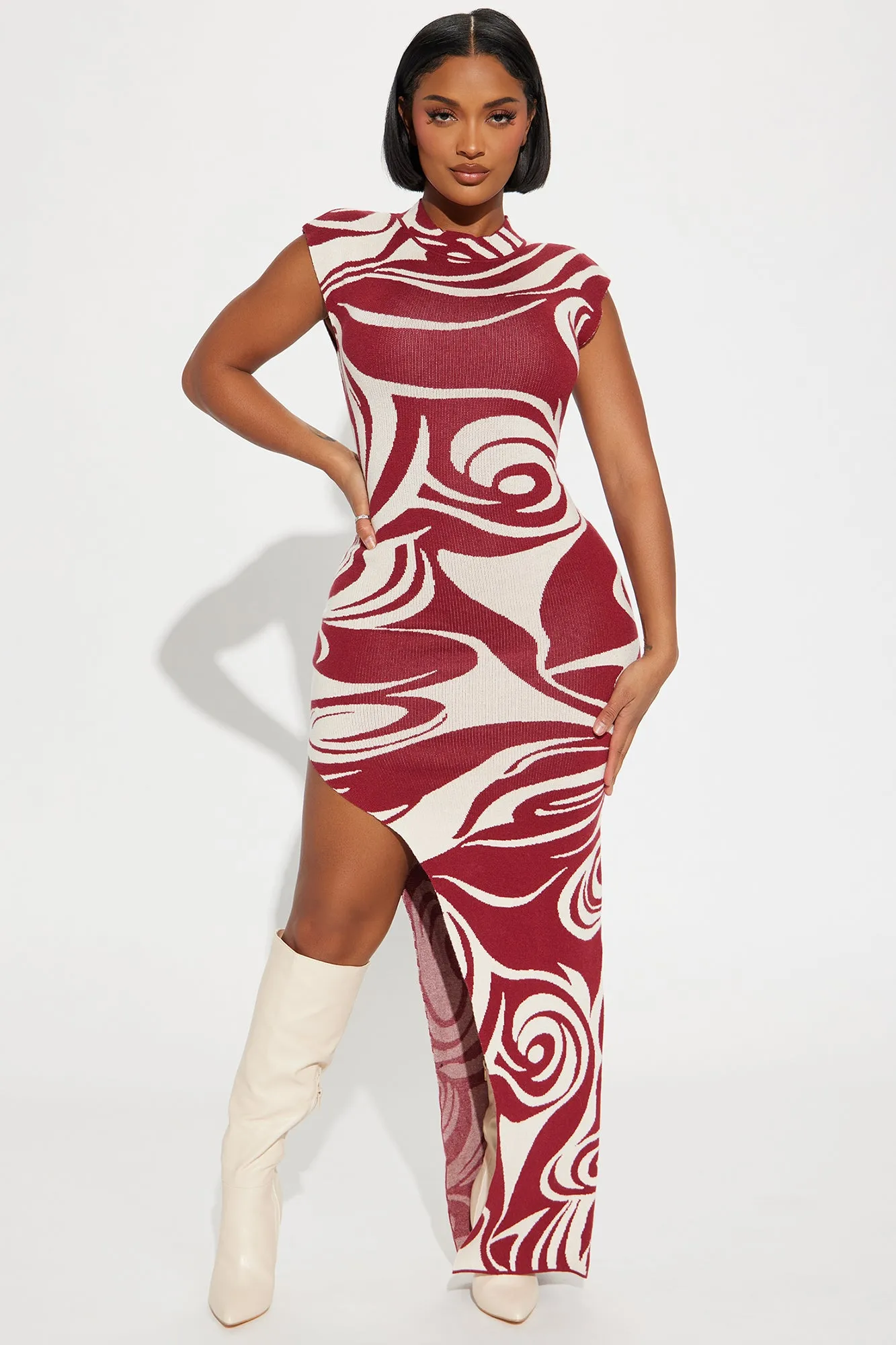 Abstract Moment Maxi Dress - Red/combo