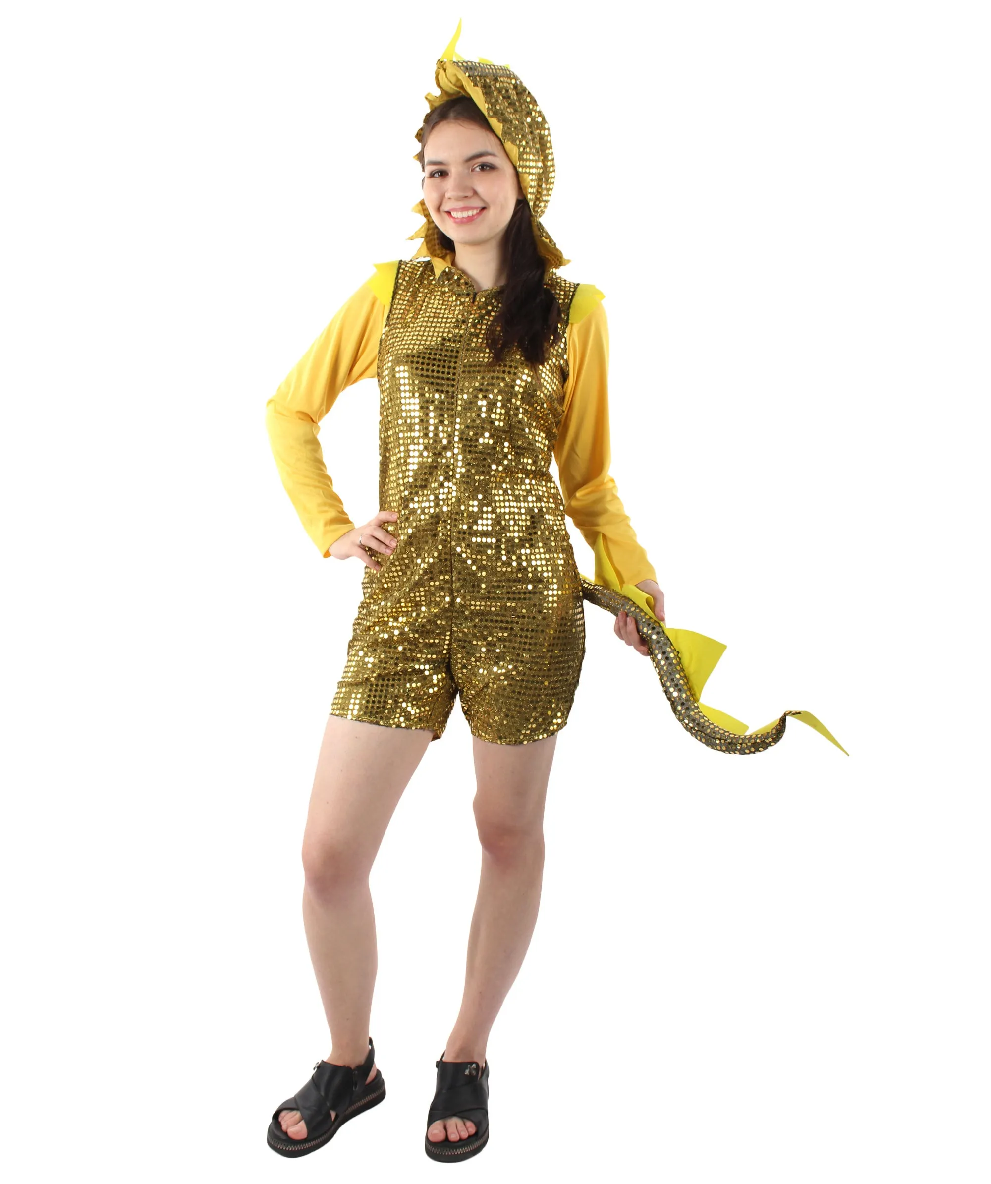 Adult Women Dragon Costume | Yellow Gold Carnival Costume