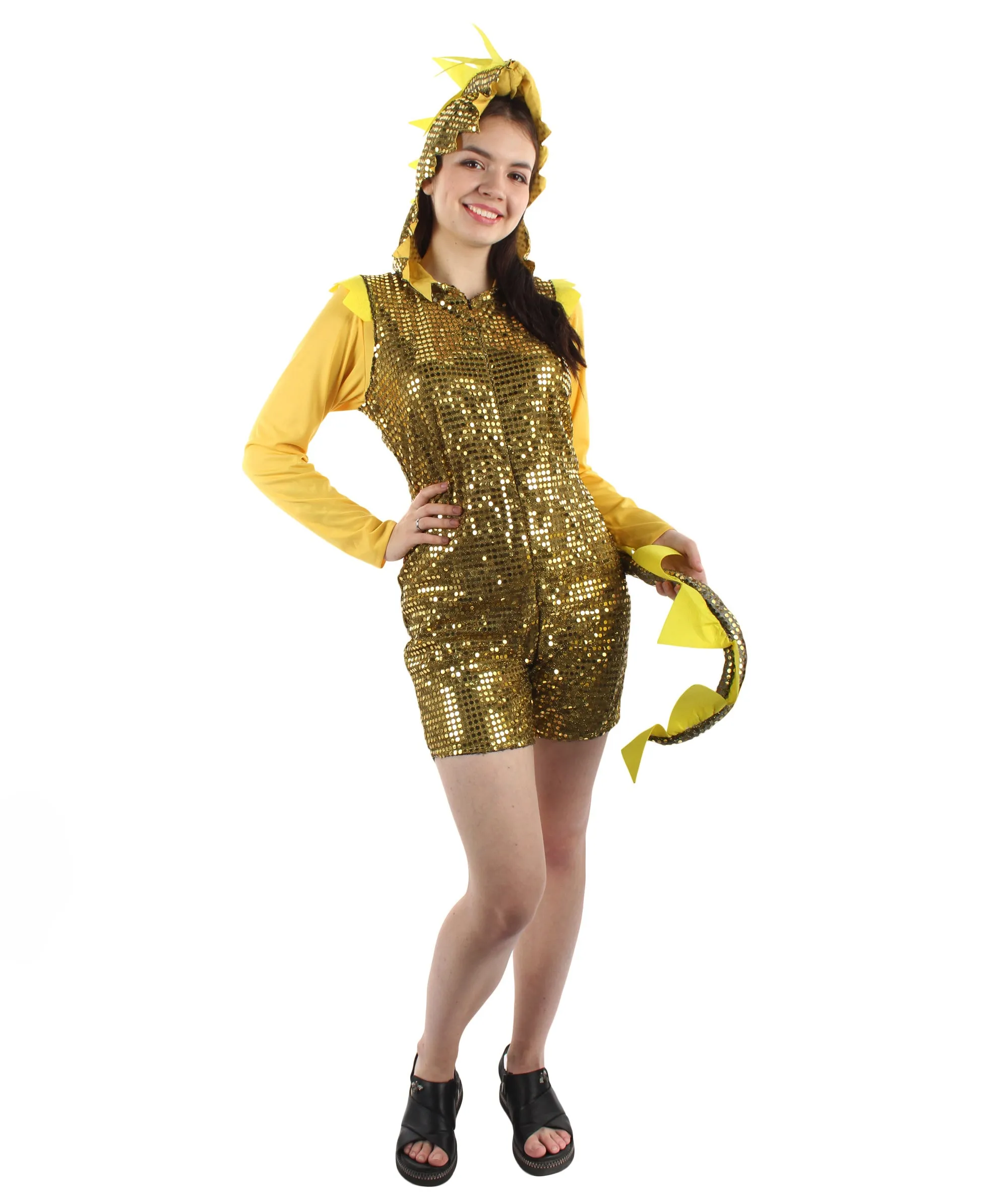 Adult Women Dragon Costume | Yellow Gold Carnival Costume