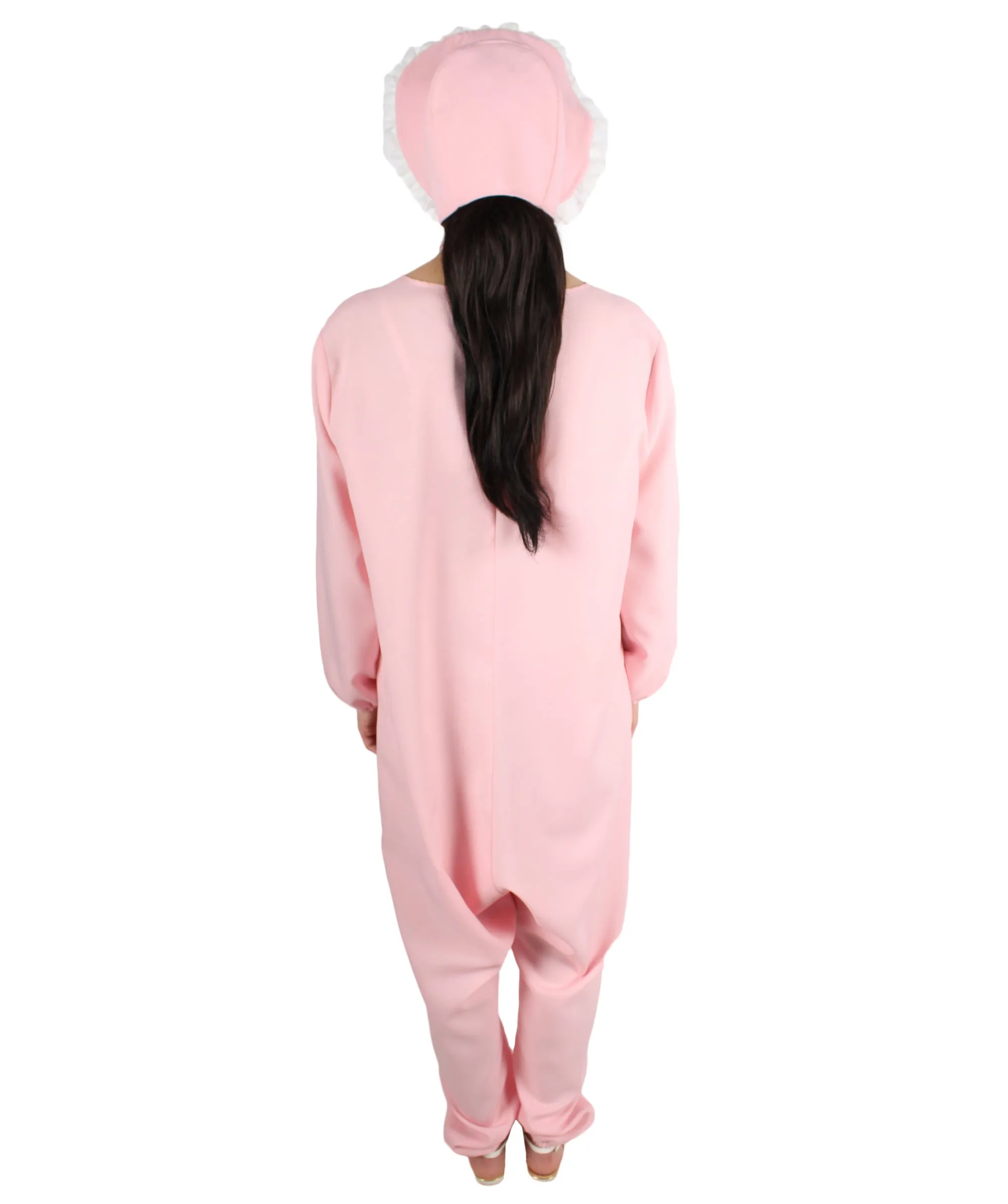 Adult Women’s Pink and White Big Bunny Costume with Hat, Best For Halloween and Easter Sunday, Flame-retardant Synthetic Materials