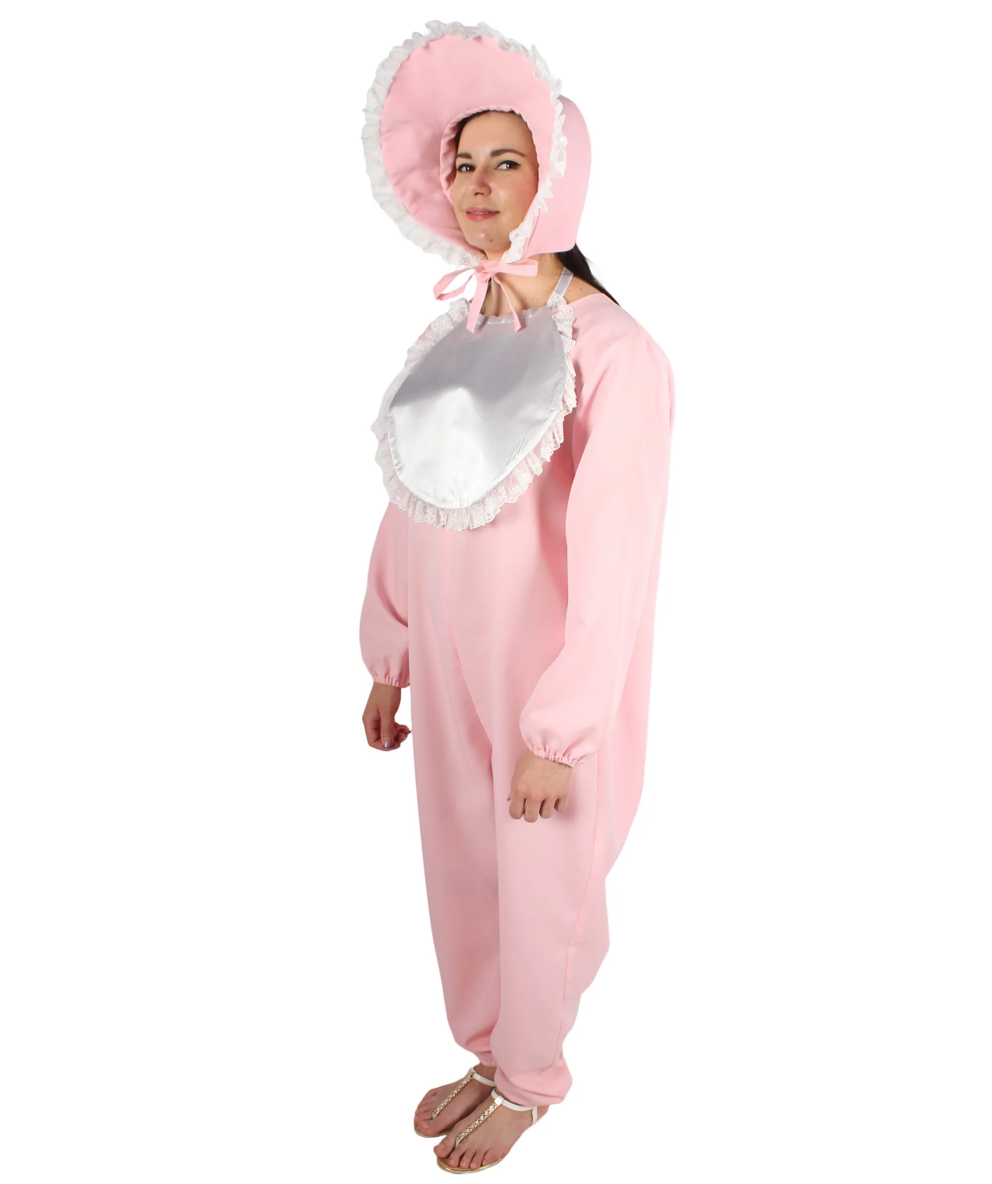 Adult Women’s Pink and White Big Bunny Costume with Hat, Best For Halloween and Easter Sunday, Flame-retardant Synthetic Materials