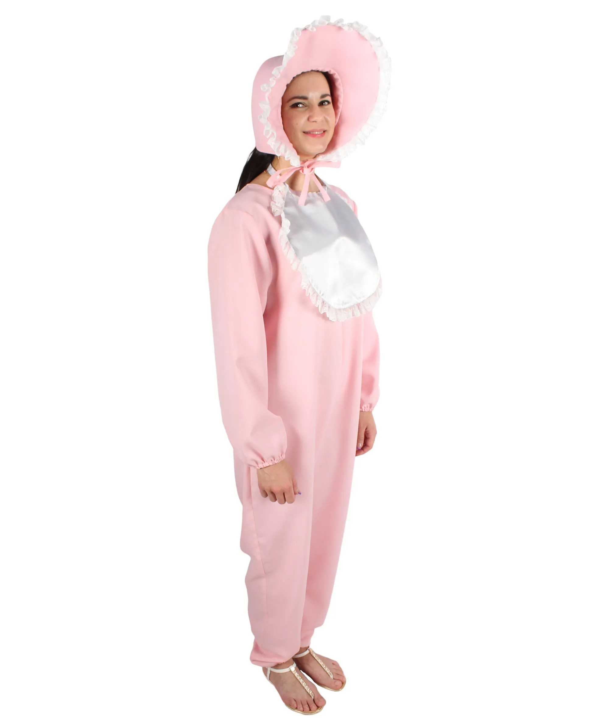 Adult Women’s Pink and White Big Bunny Costume with Hat, Best For Halloween and Easter Sunday, Flame-retardant Synthetic Materials