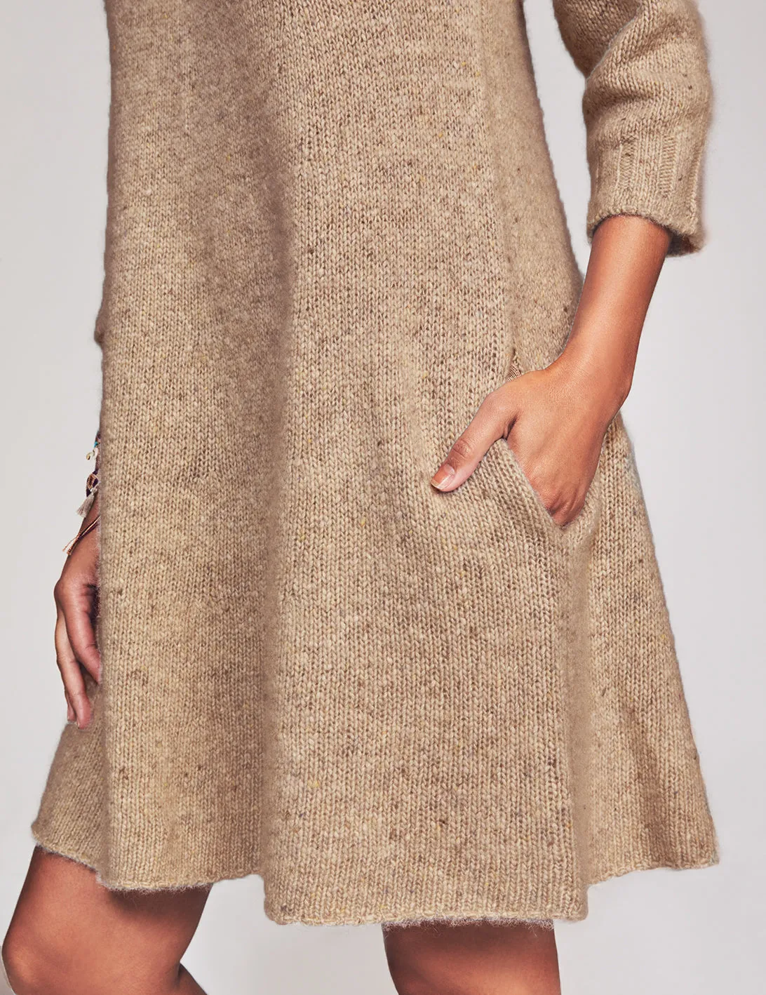 Alice Sweater Dress in Camel Freckle