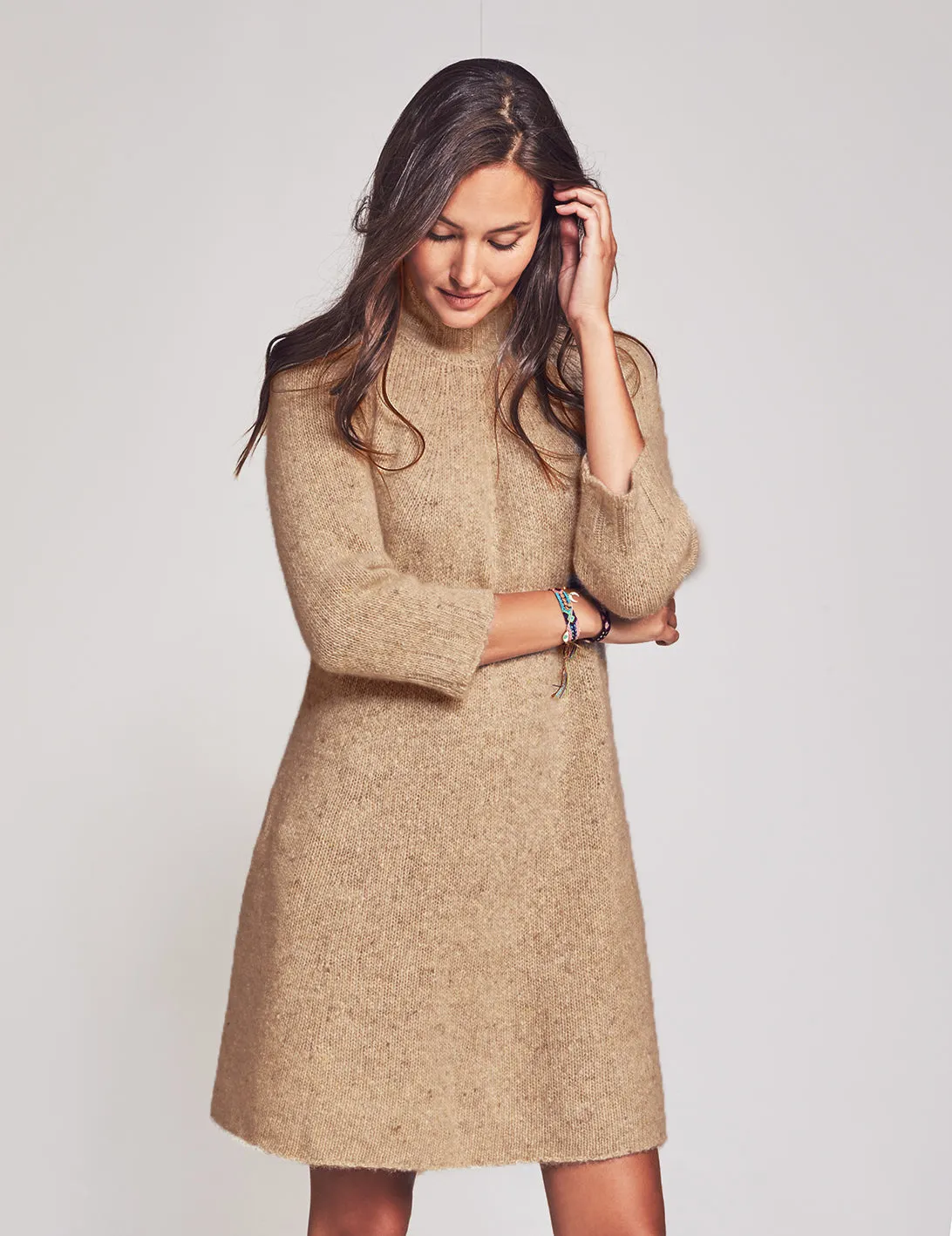 Alice Sweater Dress in Camel Freckle