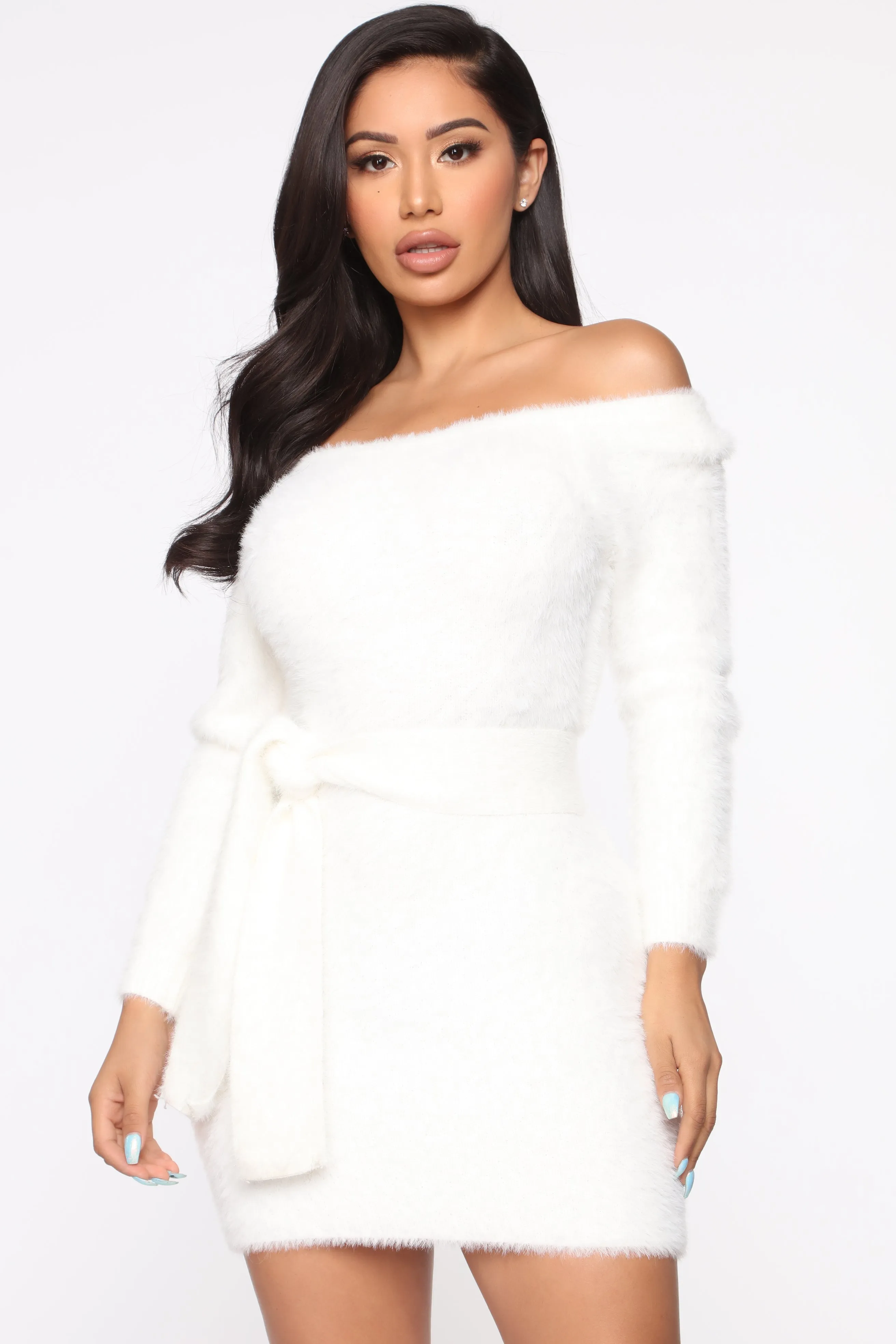 All The Feels Sweater Mini Dress - Off White