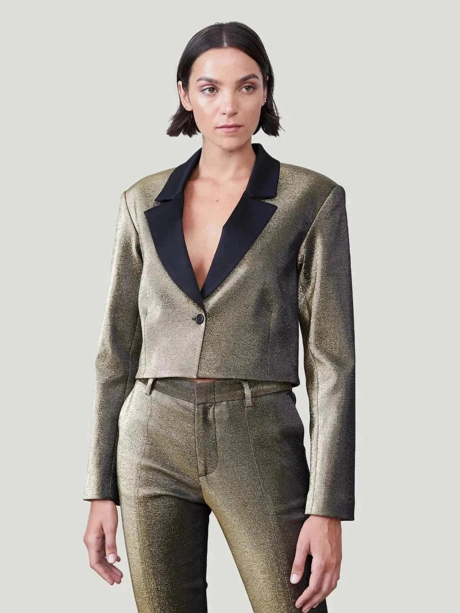 Allen Schwartz Dylan Metallic Cropped Blazer