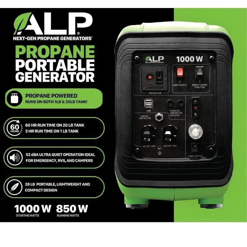 ALP 1000W Portable Propane Generator ALPG-BG Black/Gray