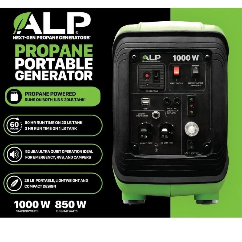 ALP 1000W Propane Portable Generator with Conversion Hose ALPG-BB-HCombo