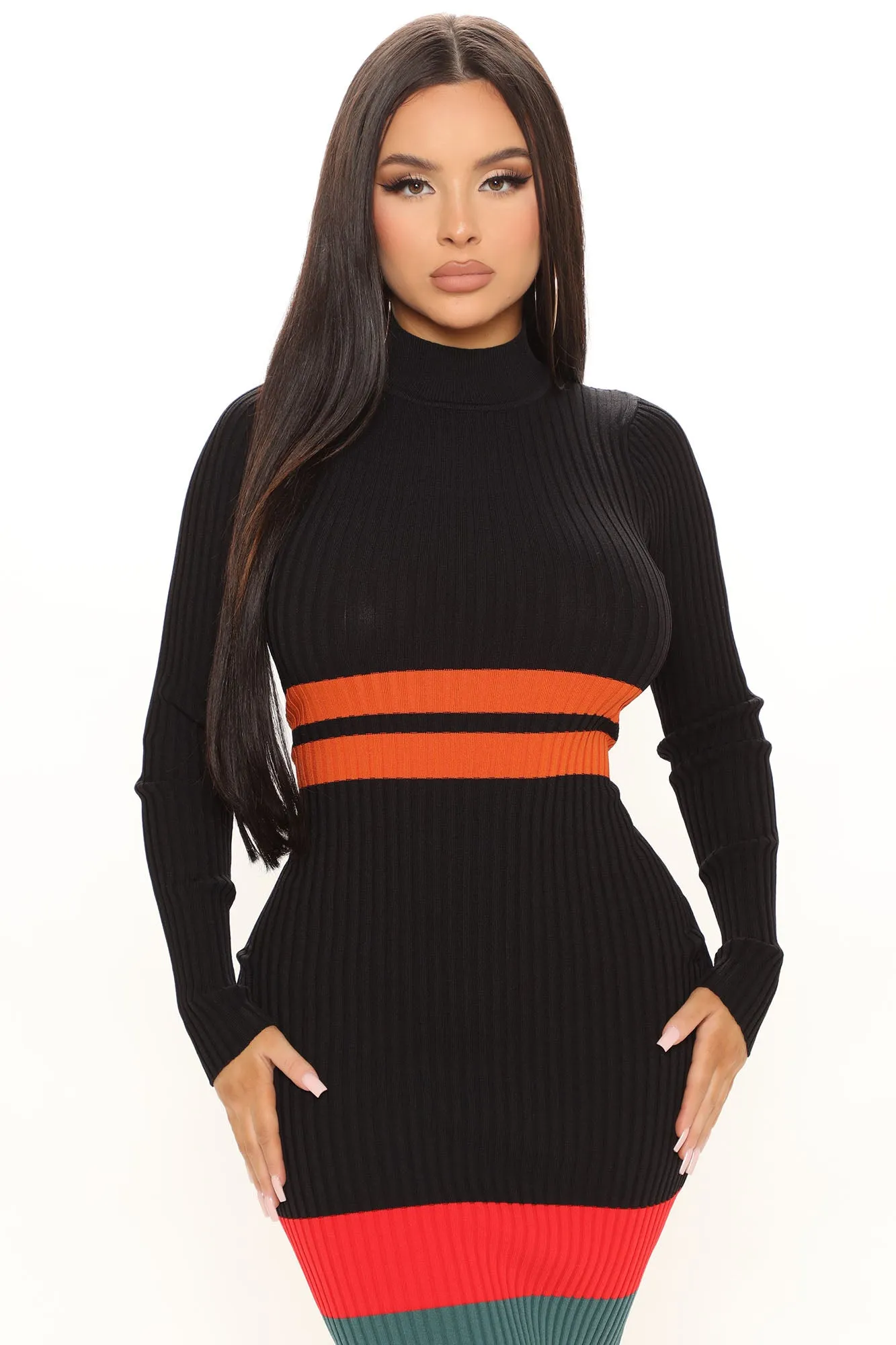 Amazing Grace Sweater Midi Dress - Black/combo