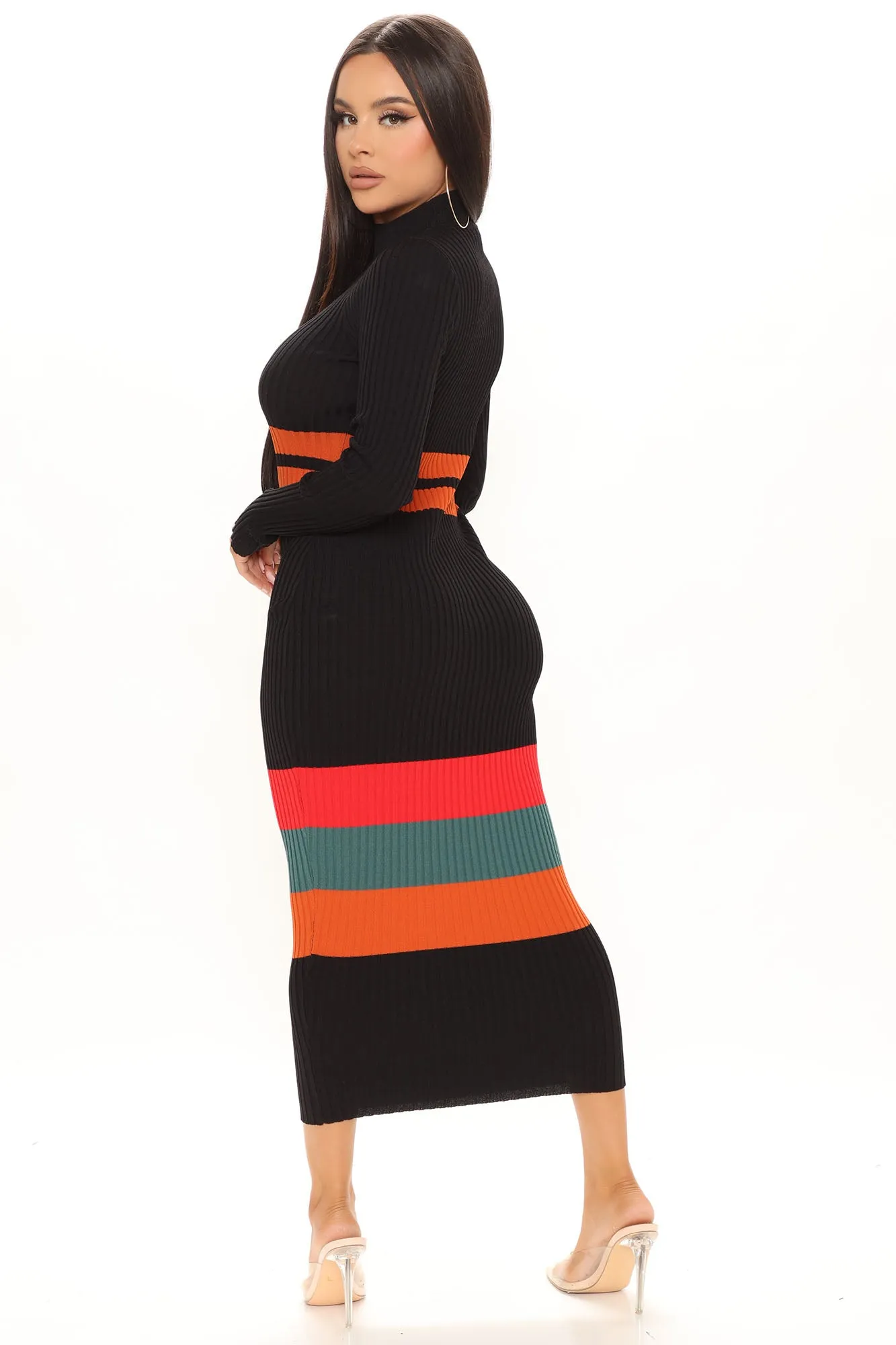 Amazing Grace Sweater Midi Dress - Black/combo