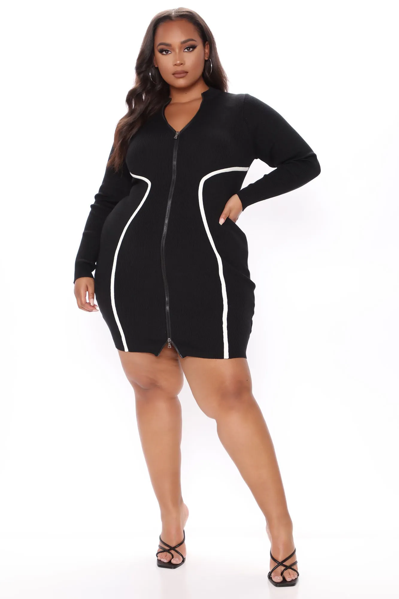 Amber Sweater Mini Dress - Black/combo