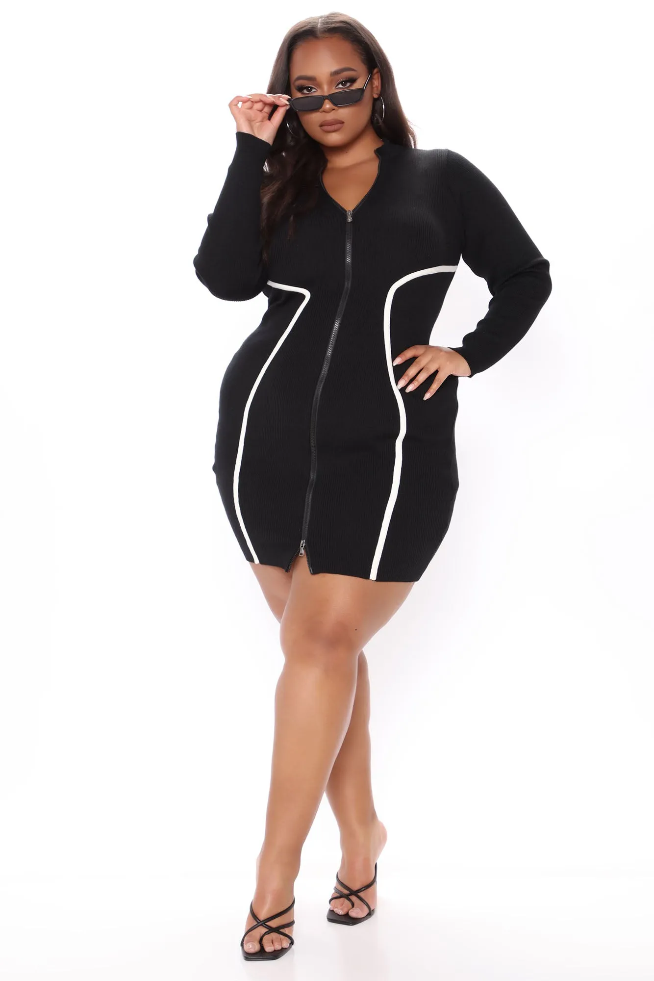 Amber Sweater Mini Dress - Black/combo