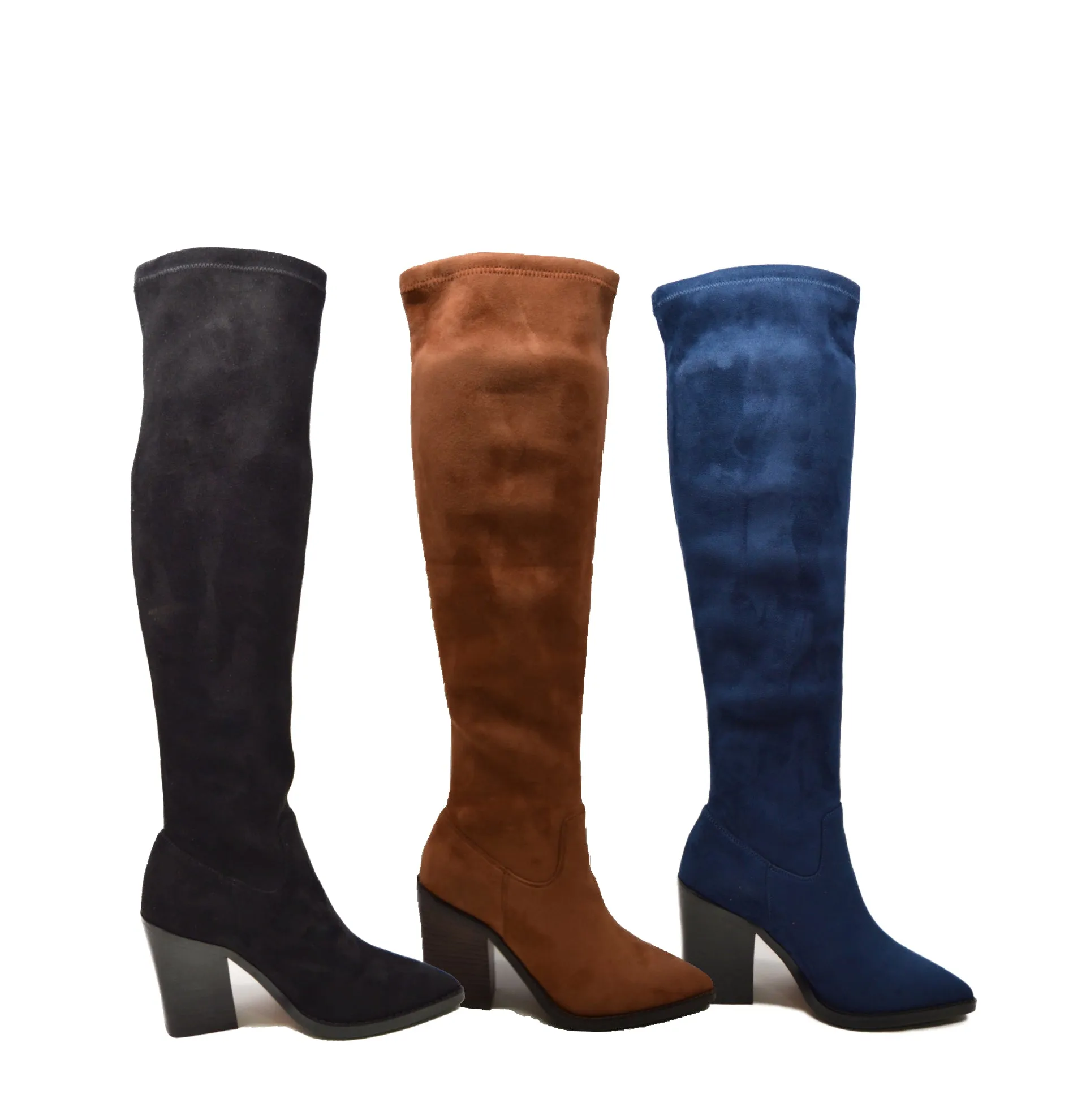 Amsterdam Faux Suede Over The Knee High Heel Boots - Stylish and Versatile