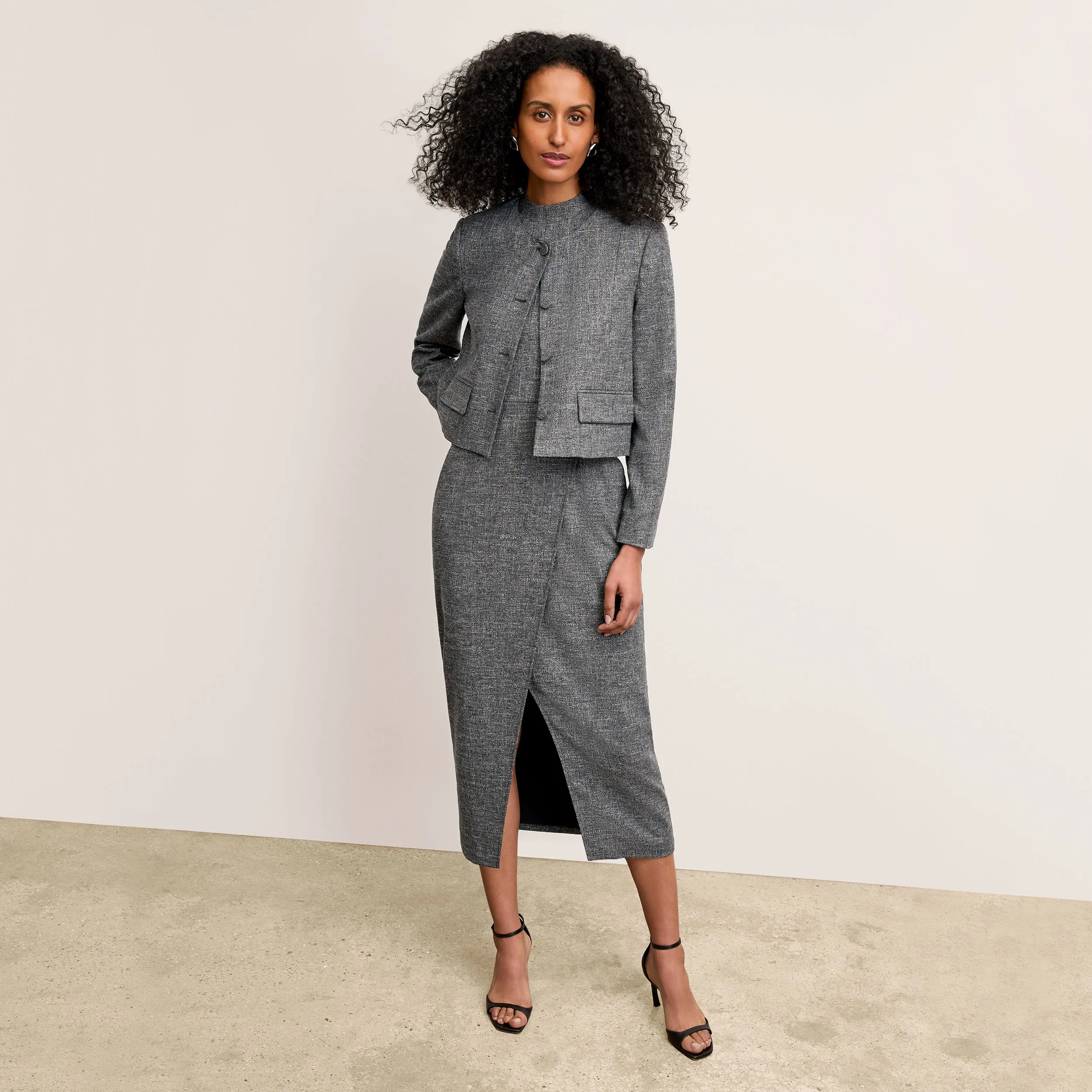 Aniya Jacket - Crosshatch Suiting :: Black/White