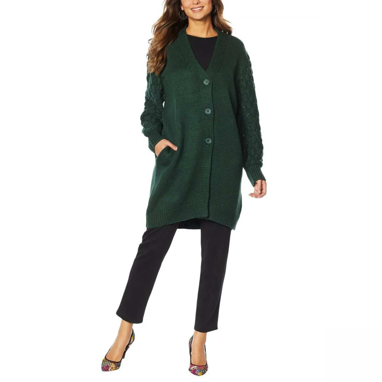 Antthony Women's Textured Duster Sweater Jacket