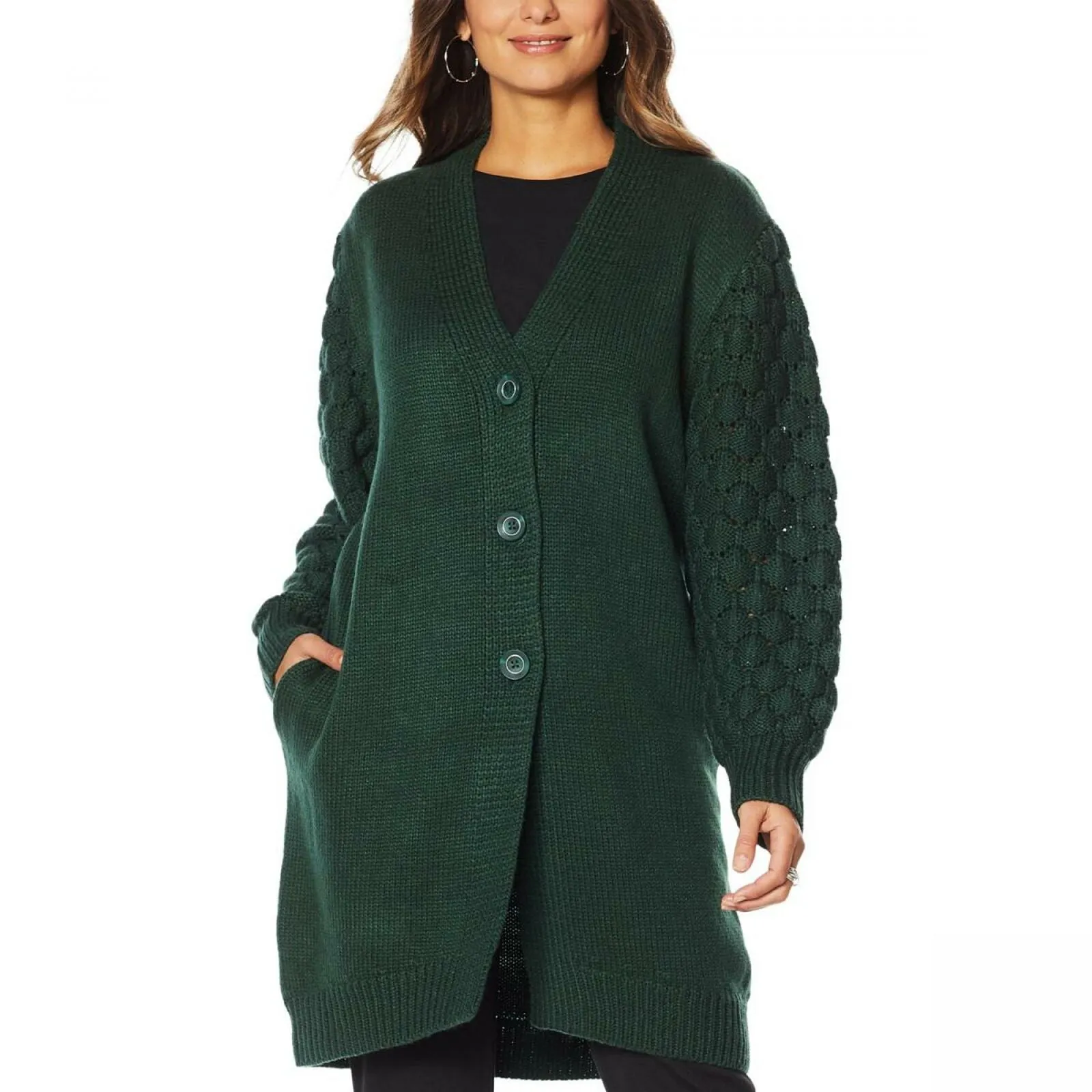 Antthony Women's Textured Duster Sweater Jacket