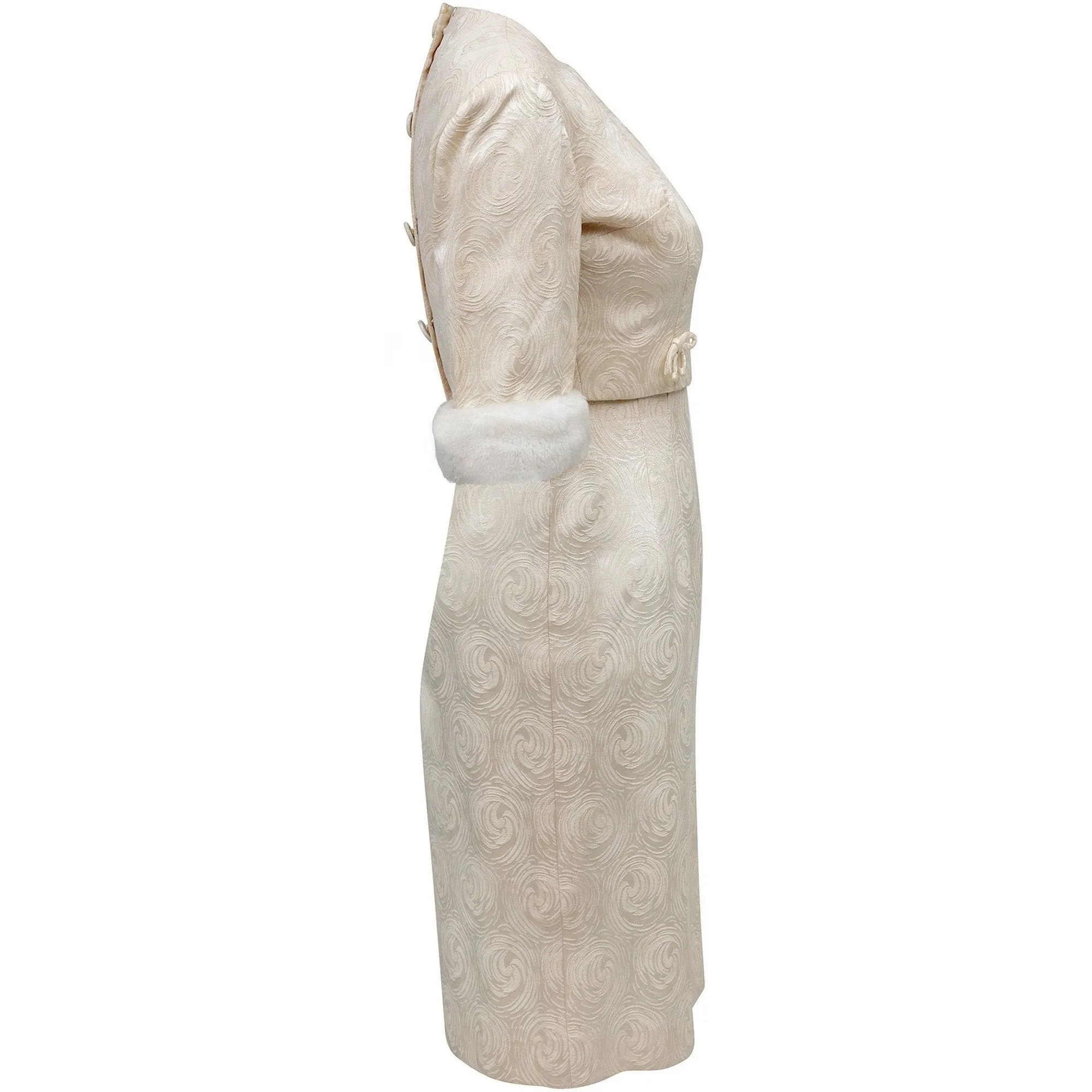 ARCHIVE - 1960s Carol Brent Jackie Kennedy Style Ivory Brocade Dress