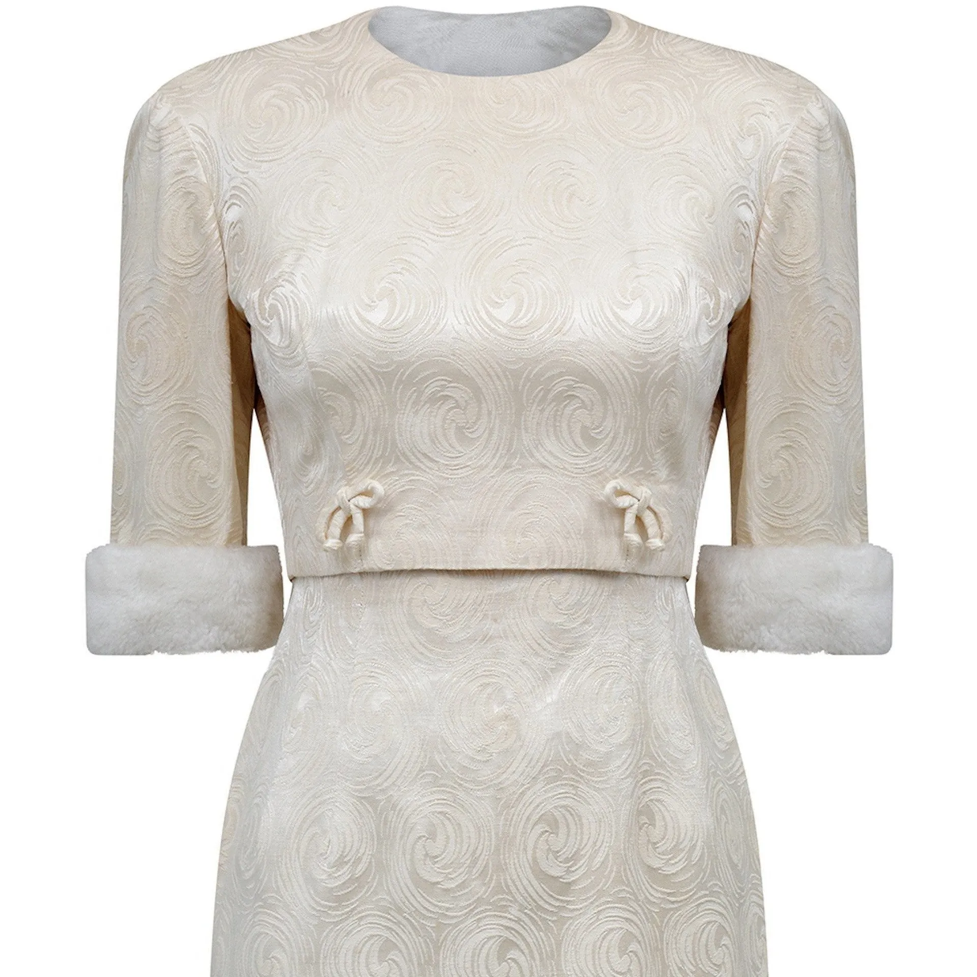 ARCHIVE - 1960s Carol Brent Jackie Kennedy Style Ivory Brocade Dress