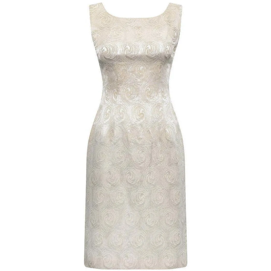 ARCHIVE - 1960s Carol Brent Jackie Kennedy Style Ivory Brocade Dress