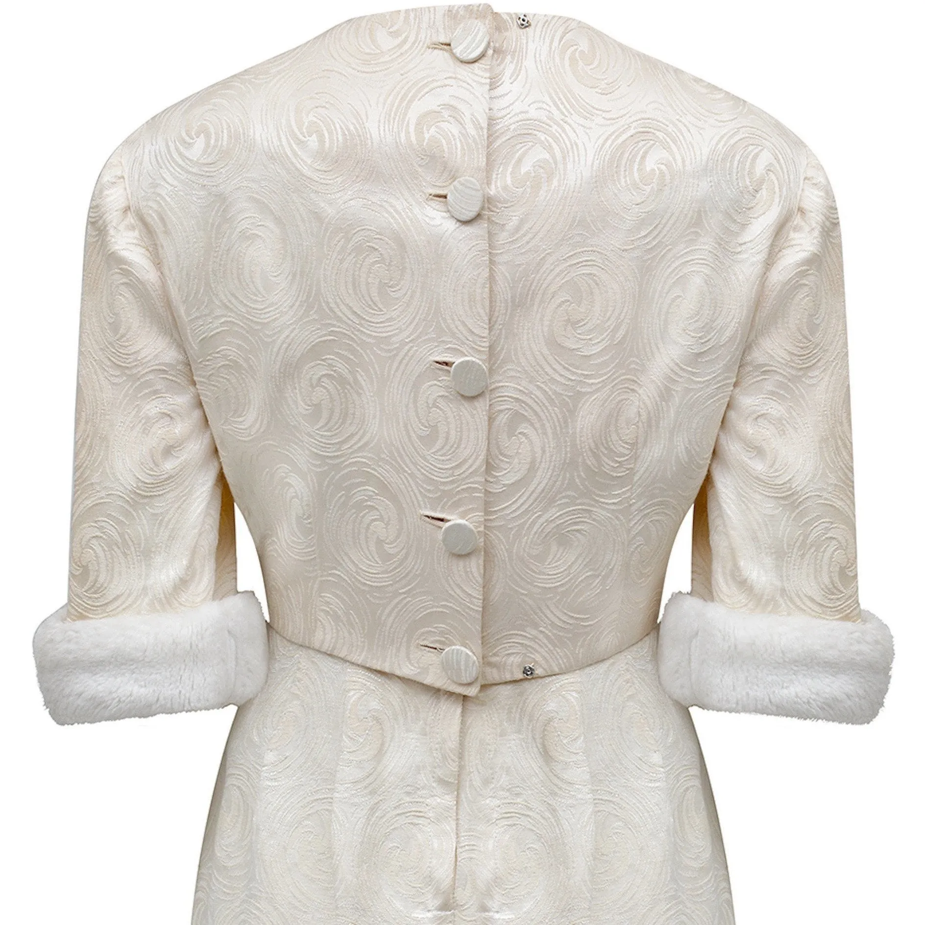 ARCHIVE - 1960s Carol Brent Jackie Kennedy Style Ivory Brocade Dress