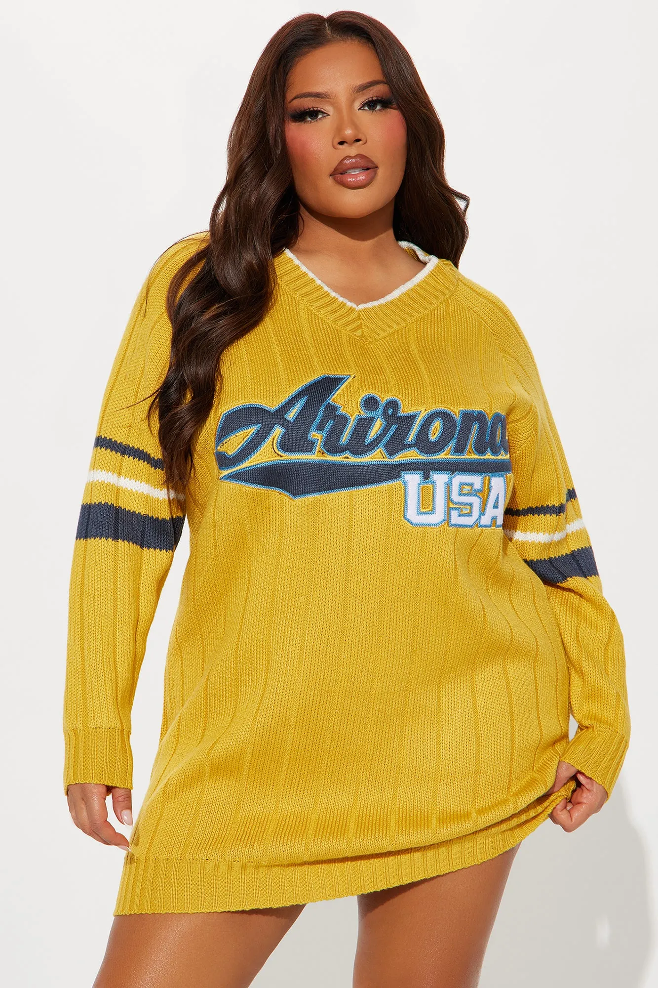 Arizona Elevation Sweatshirt Mini Dress - Mustard