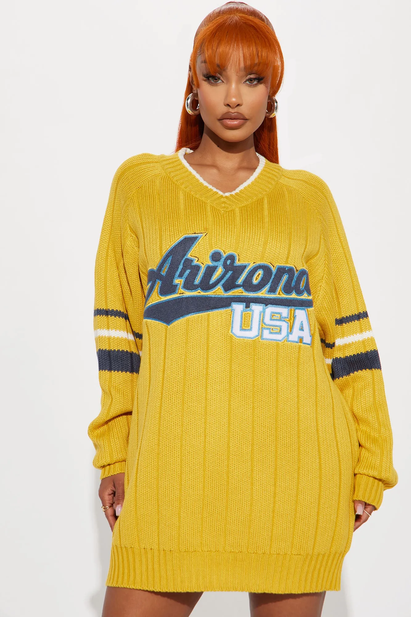 Arizona Elevation Sweatshirt Mini Dress - Mustard