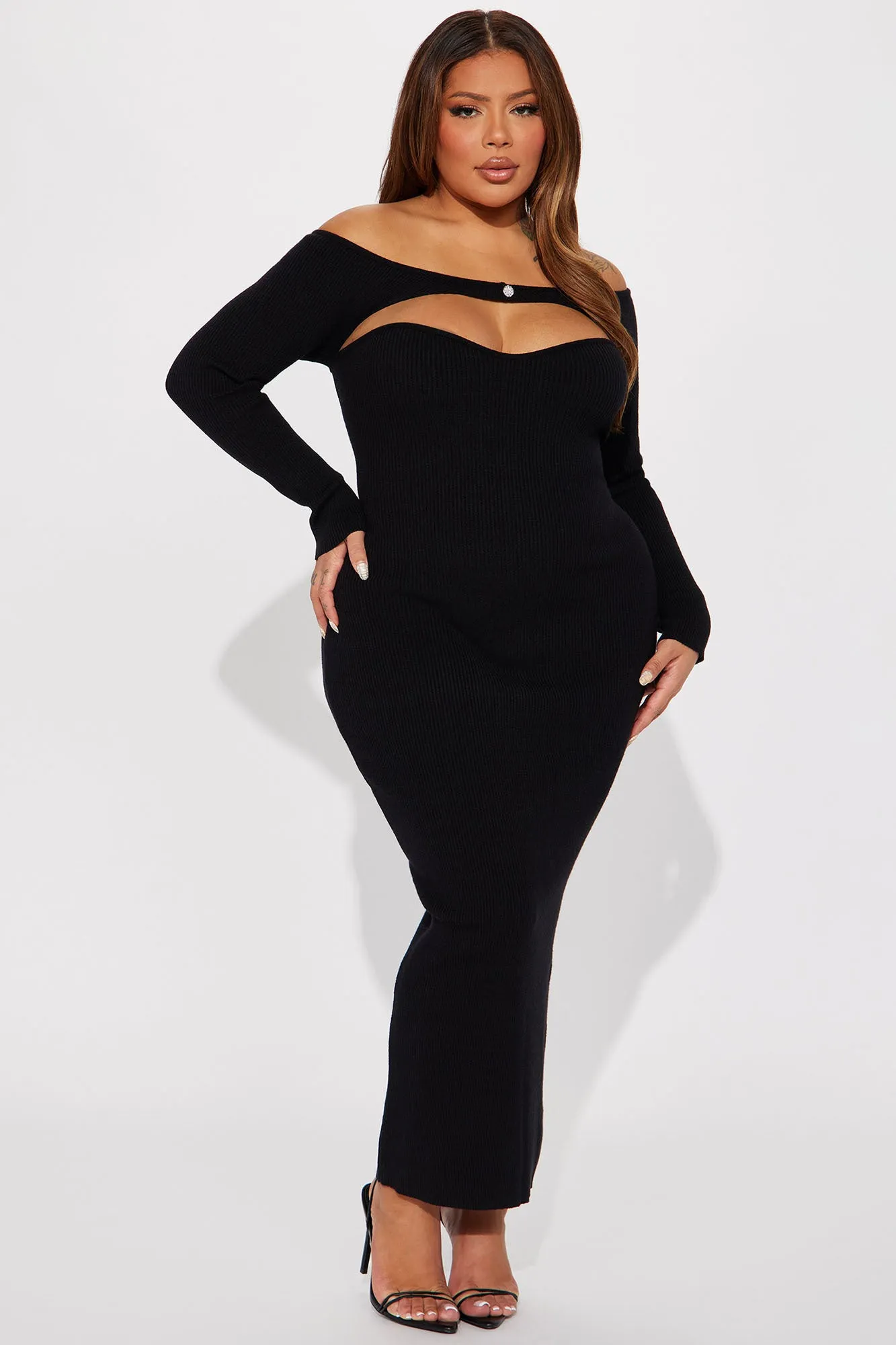 Aspen Sweater Midi Dress - Black