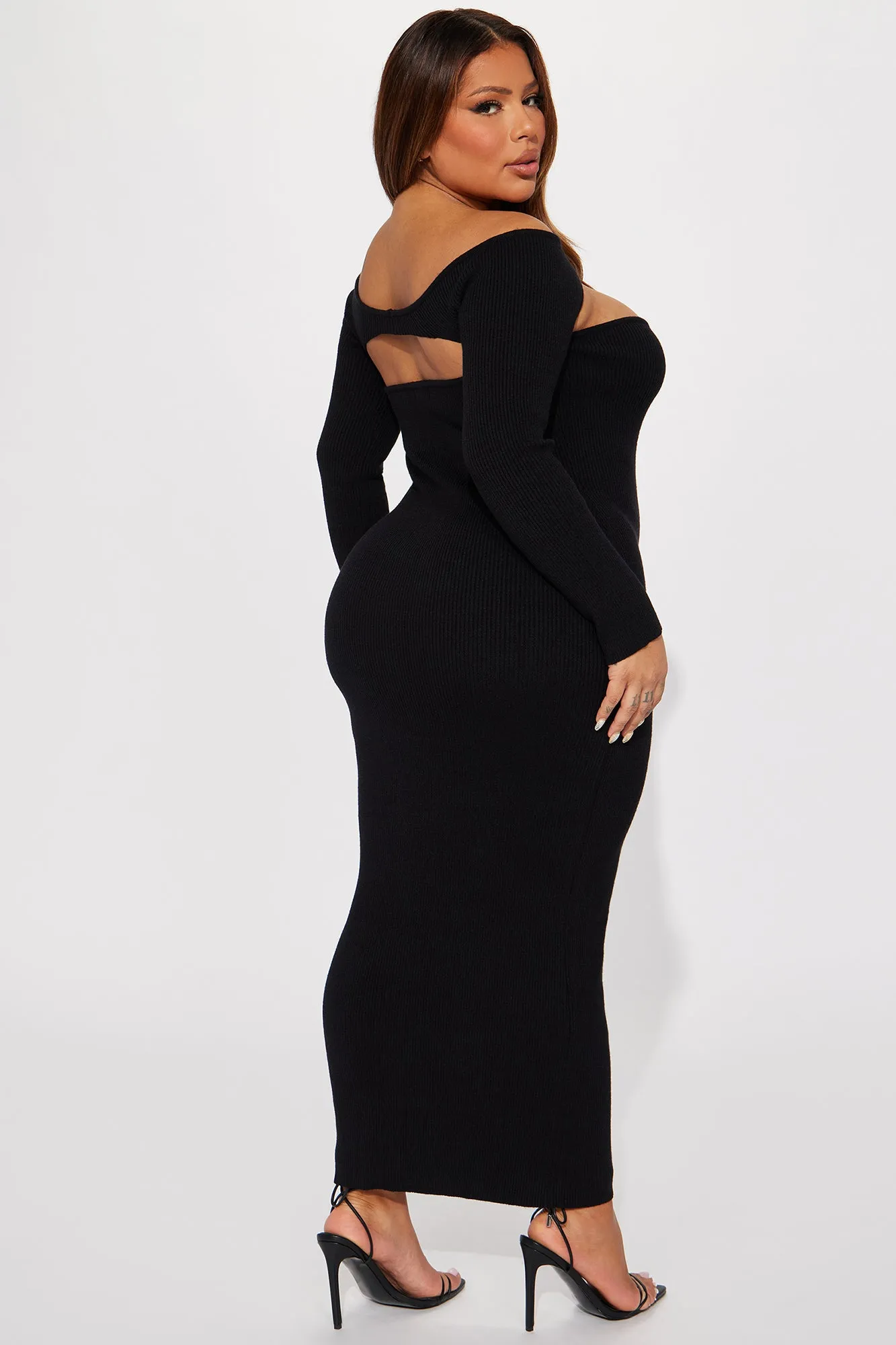 Aspen Sweater Midi Dress - Black