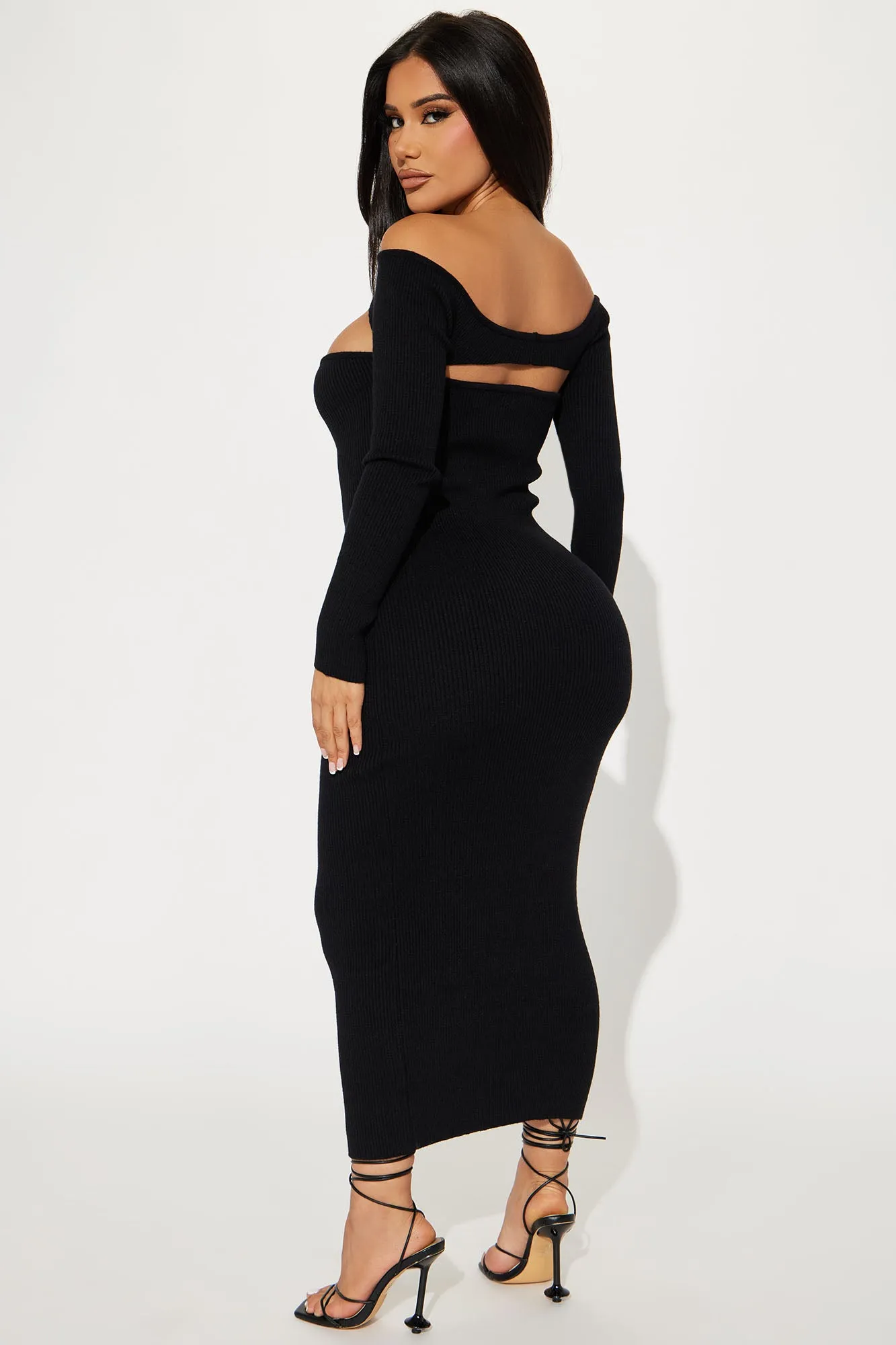 Aspen Sweater Midi Dress - Black