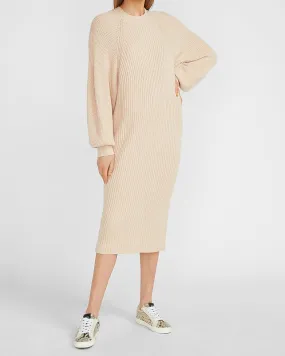 Balloon Sleeve Midi Sweater Dress in Nude Sorbet